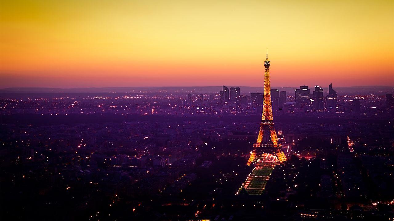 Wallpaper Paris, Eiffel Tower, Sunset, Cityscape, Dusk, HD, World