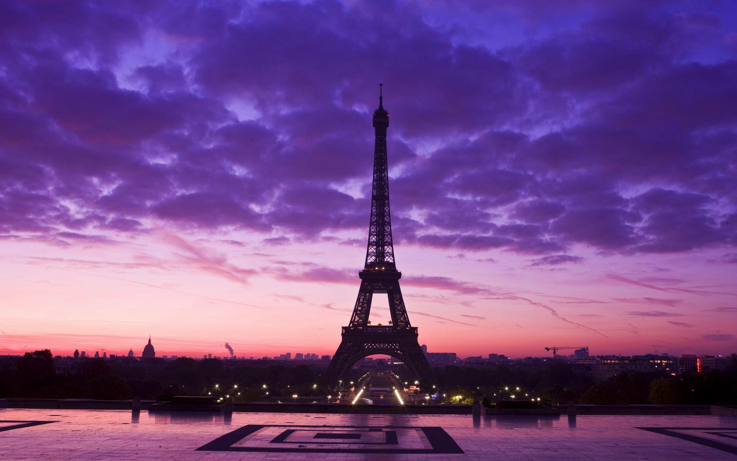 Purple Paris Wallpaper