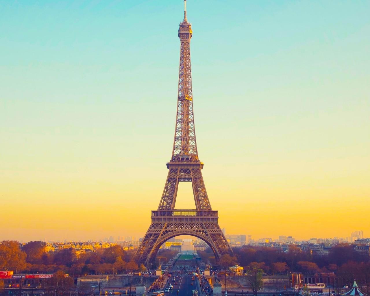 Download 1280x1024 Eiffel Tower, France Paris, Sunset, Sky