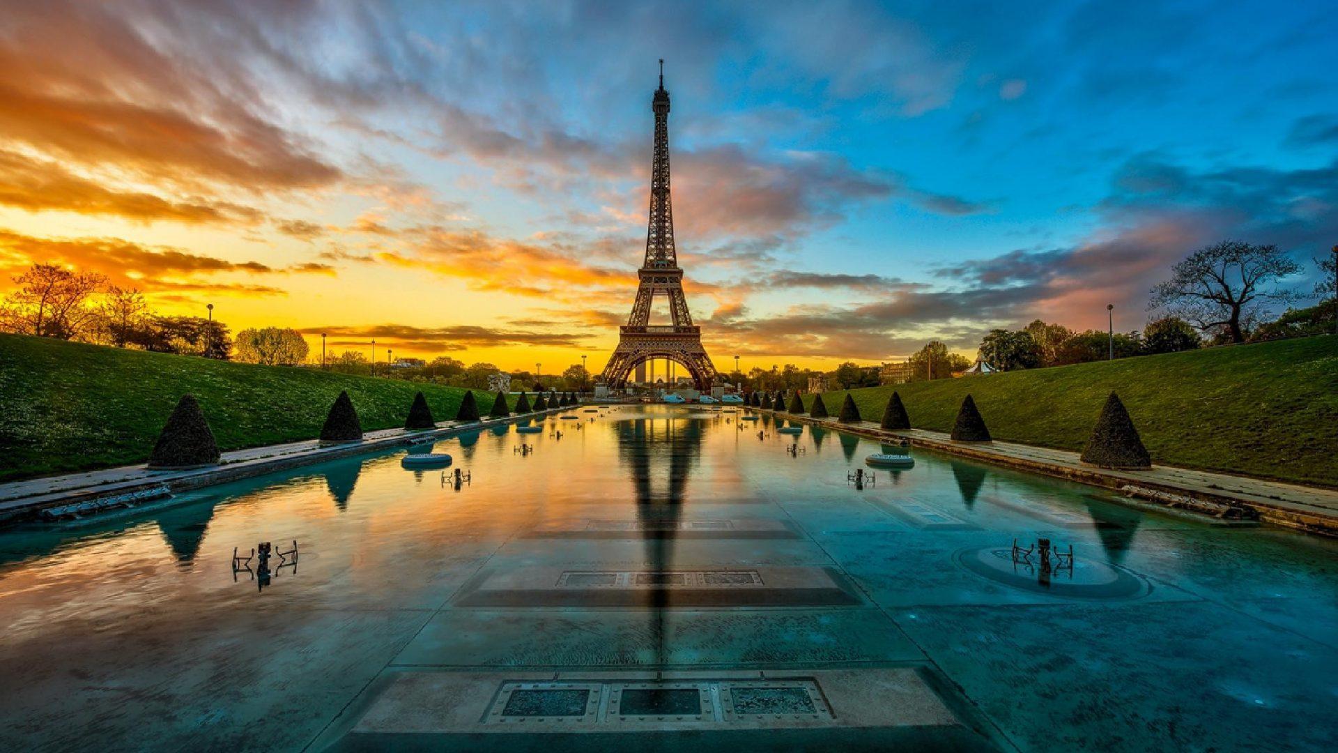 Wallpaper Tagged With Eiffel: Red Reflections Francais Highway Blue