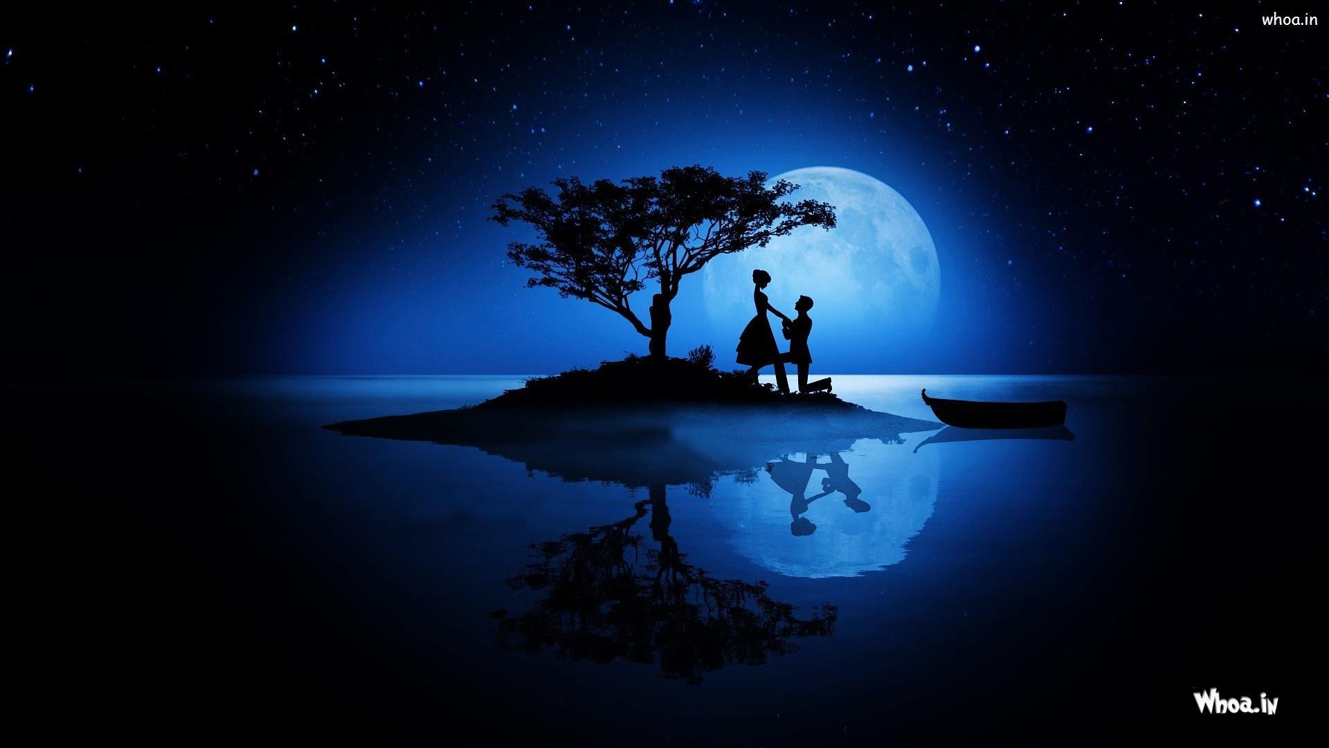 Boy Propose Girl With Moon Light HD Love Propose Wallpaper