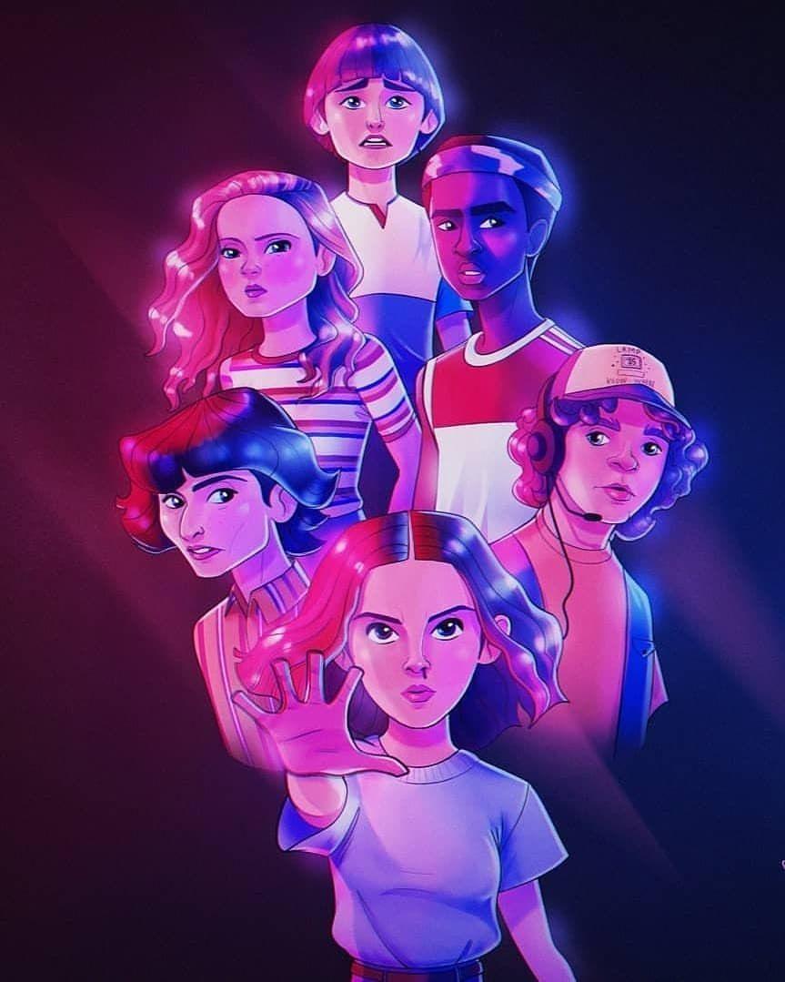 Stranger Things by Gueli, Eleven, Mad Max, Dustin, Lucas, Mike, Will, Millie Bobby B. Pôsteres de filmes, Stranger things tumblr, Wallpaper de filmes