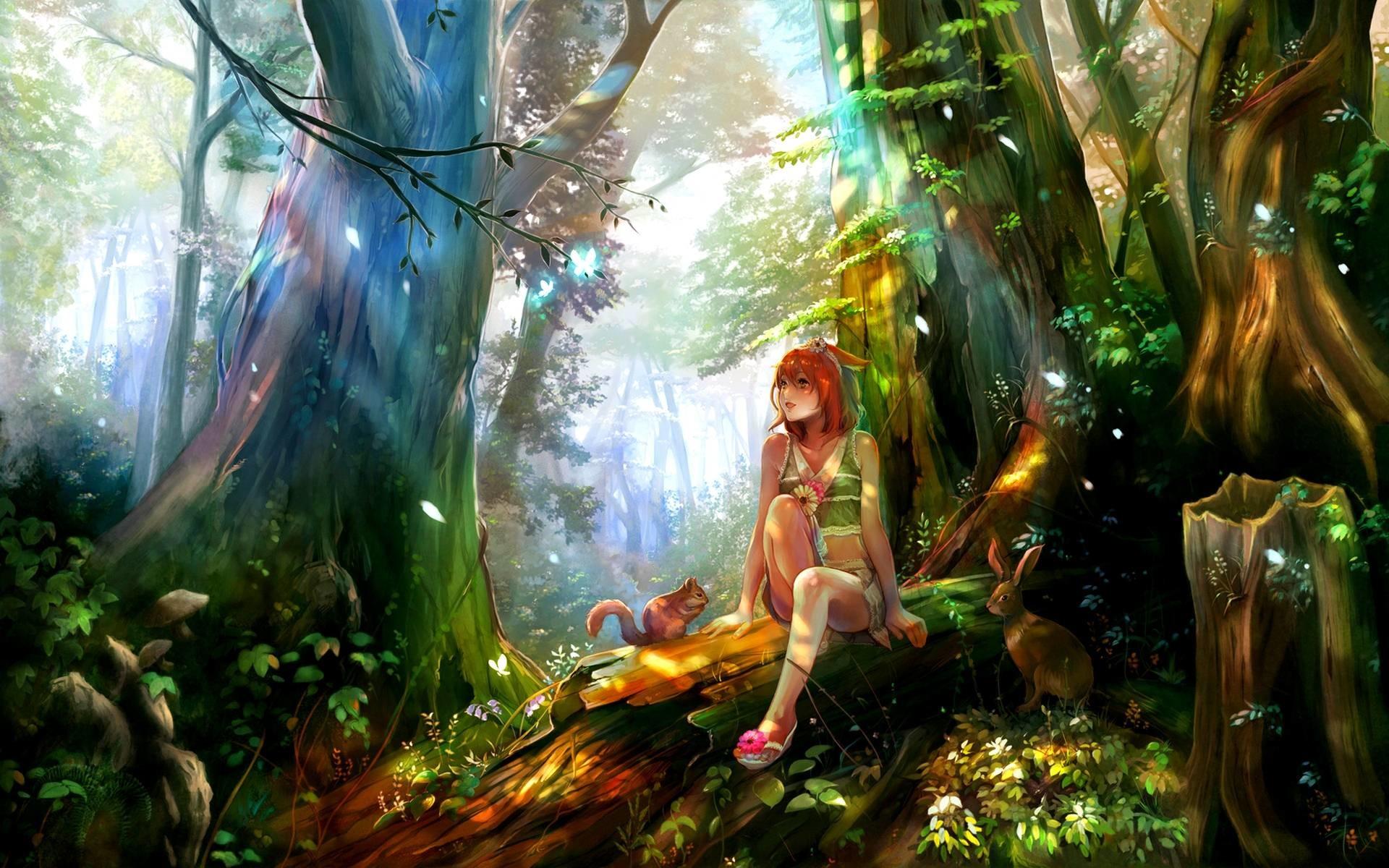 Anime Forest HD Wallpaper New Tab Theme