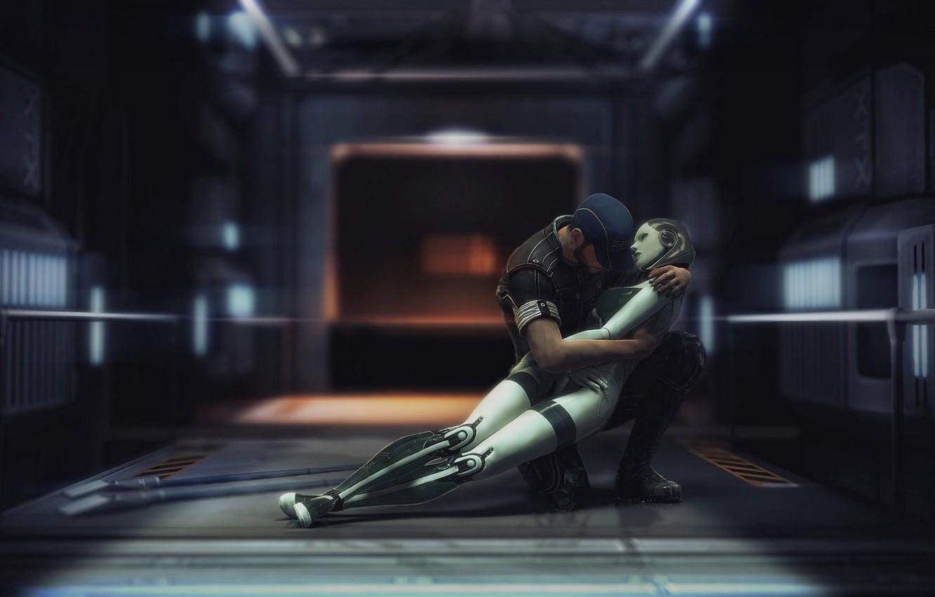 Wallpaper robot, mass effect, art, EDI, Susie, Jeff "Joker&quot