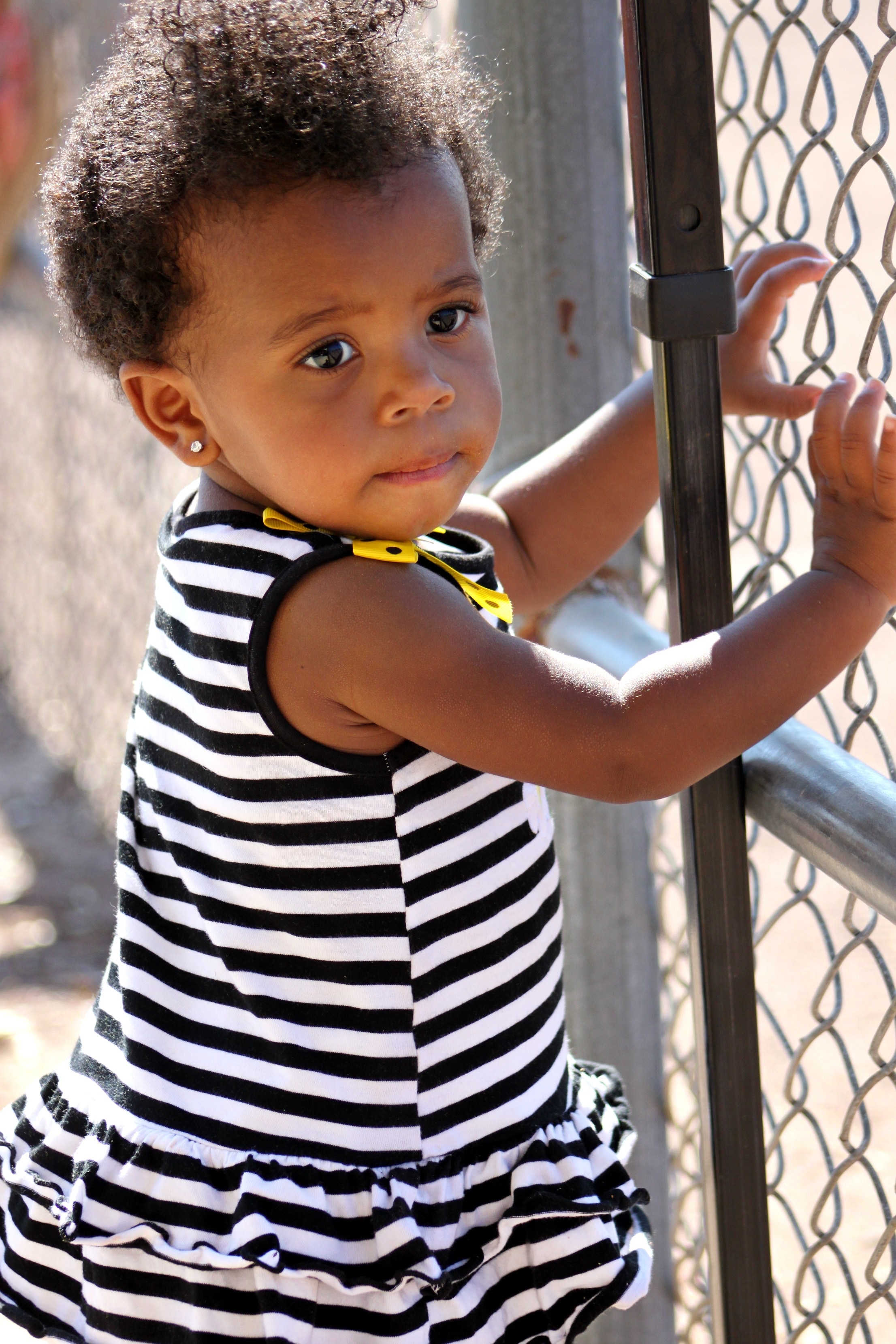 toddler's black white stripe dress free image