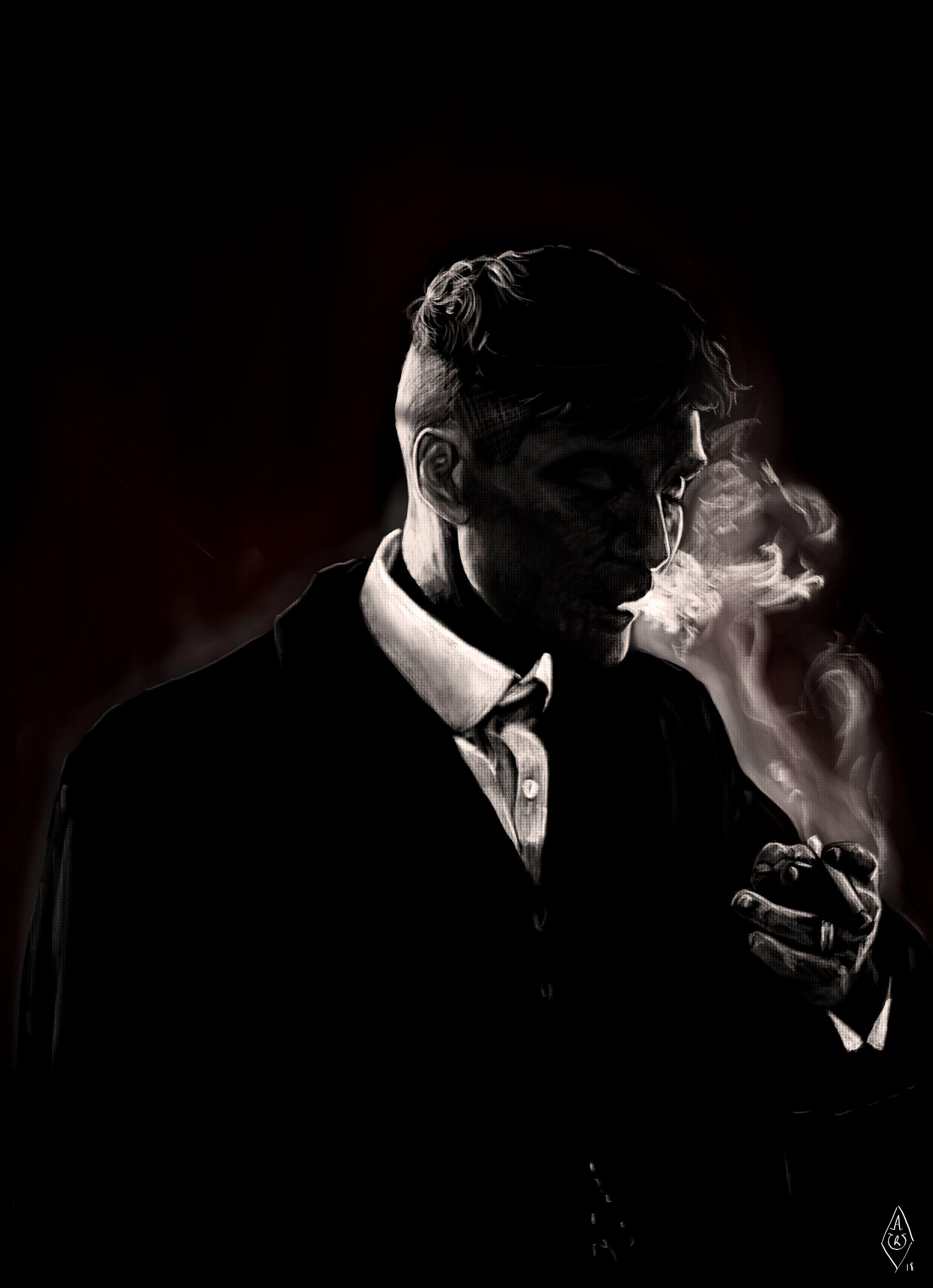 Portrait of Thomas Shelby from Peaky Blinders. Drawn with my Wacom