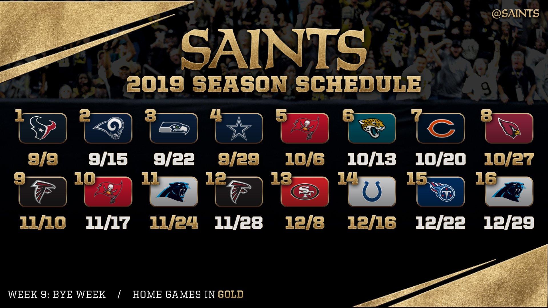 2019 New Orleans Saints schedule: Downloadable wallpaper