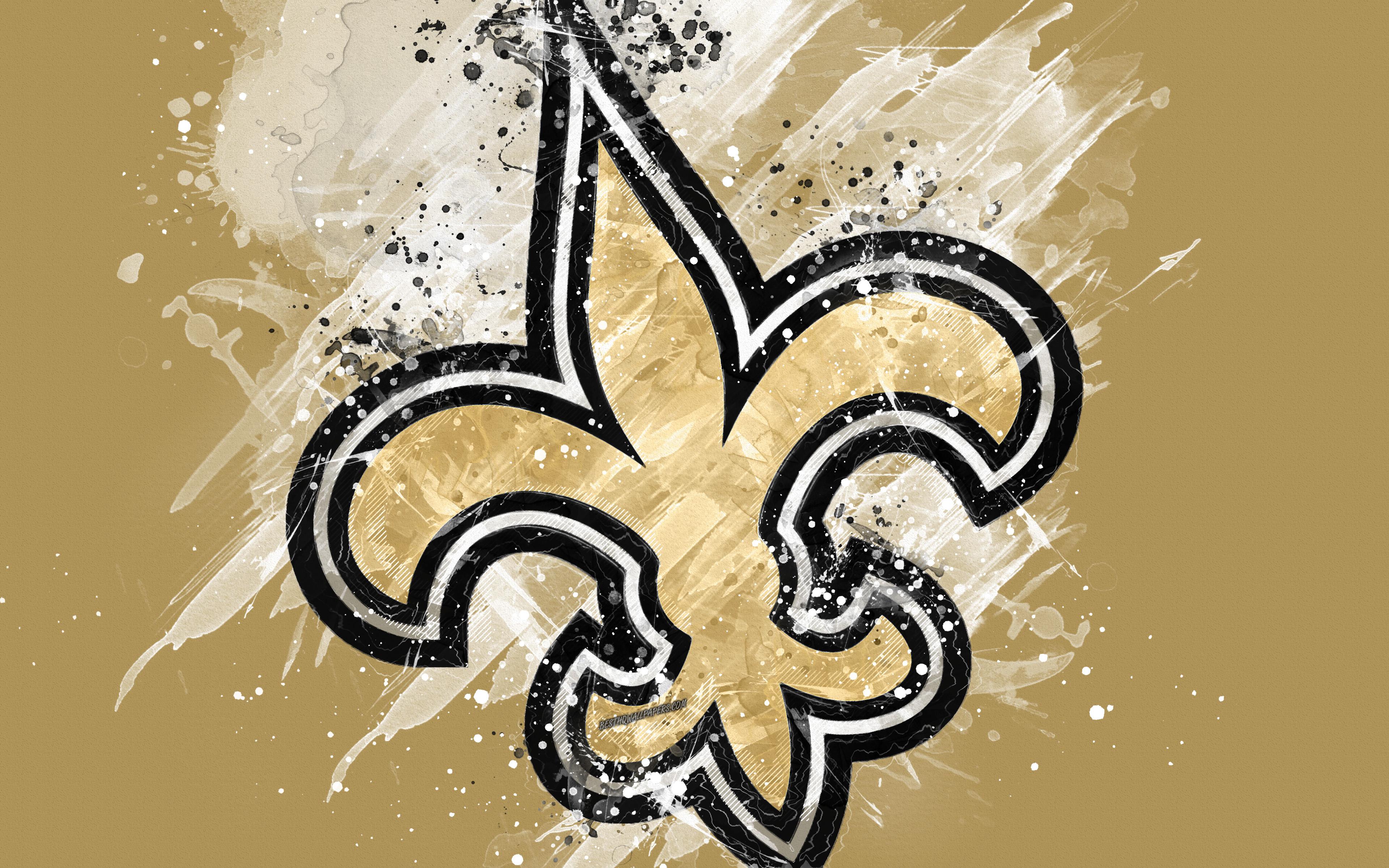Download wallpaper New Orleans Saints, 4k, logo, grunge art