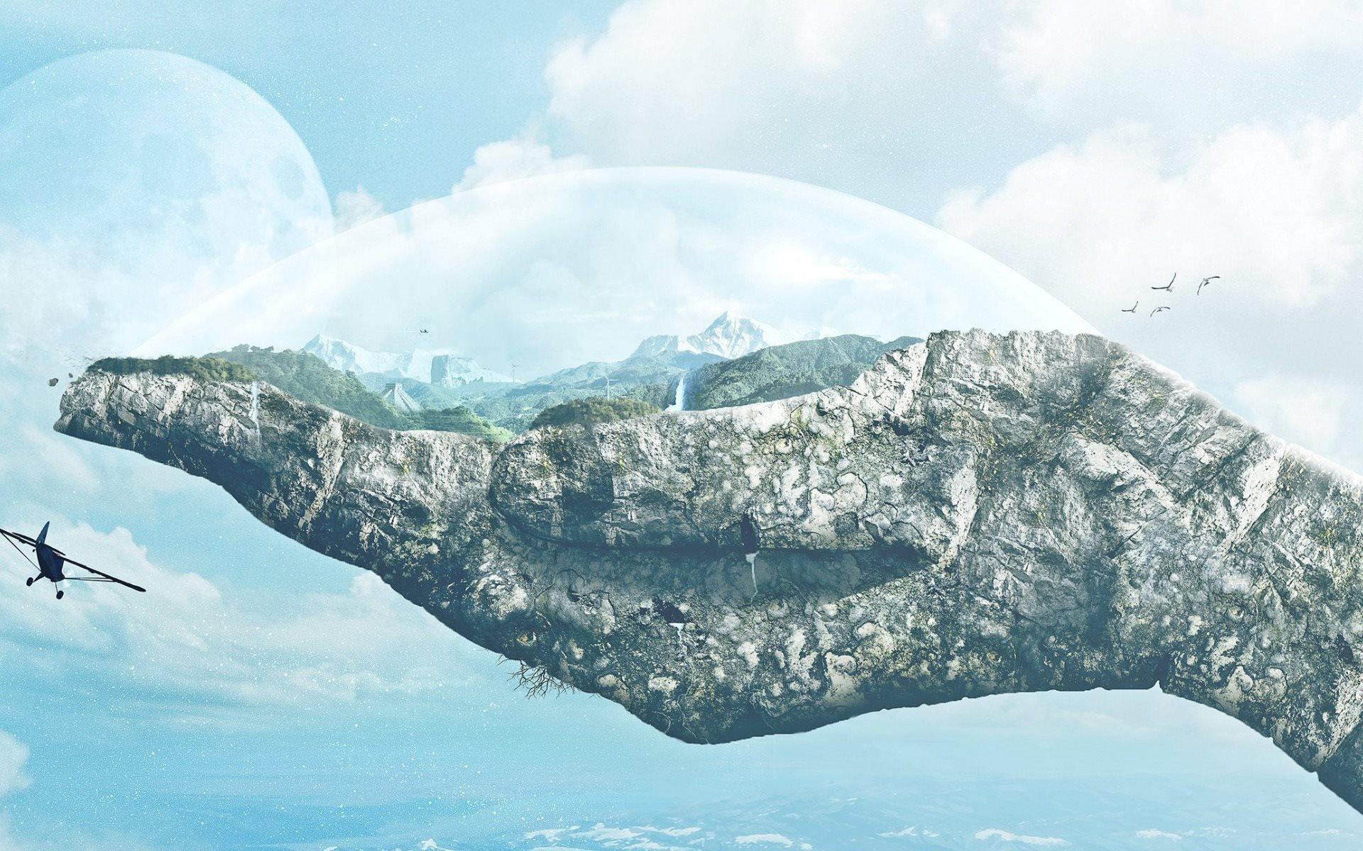 Download wallpaper Protect nature, Earth in hands, stone hand