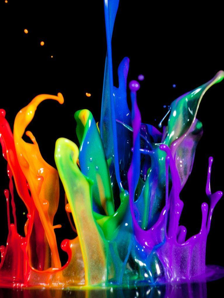 Paint splatter rainbow. Color- RAINBOW. Colorful wallpaper