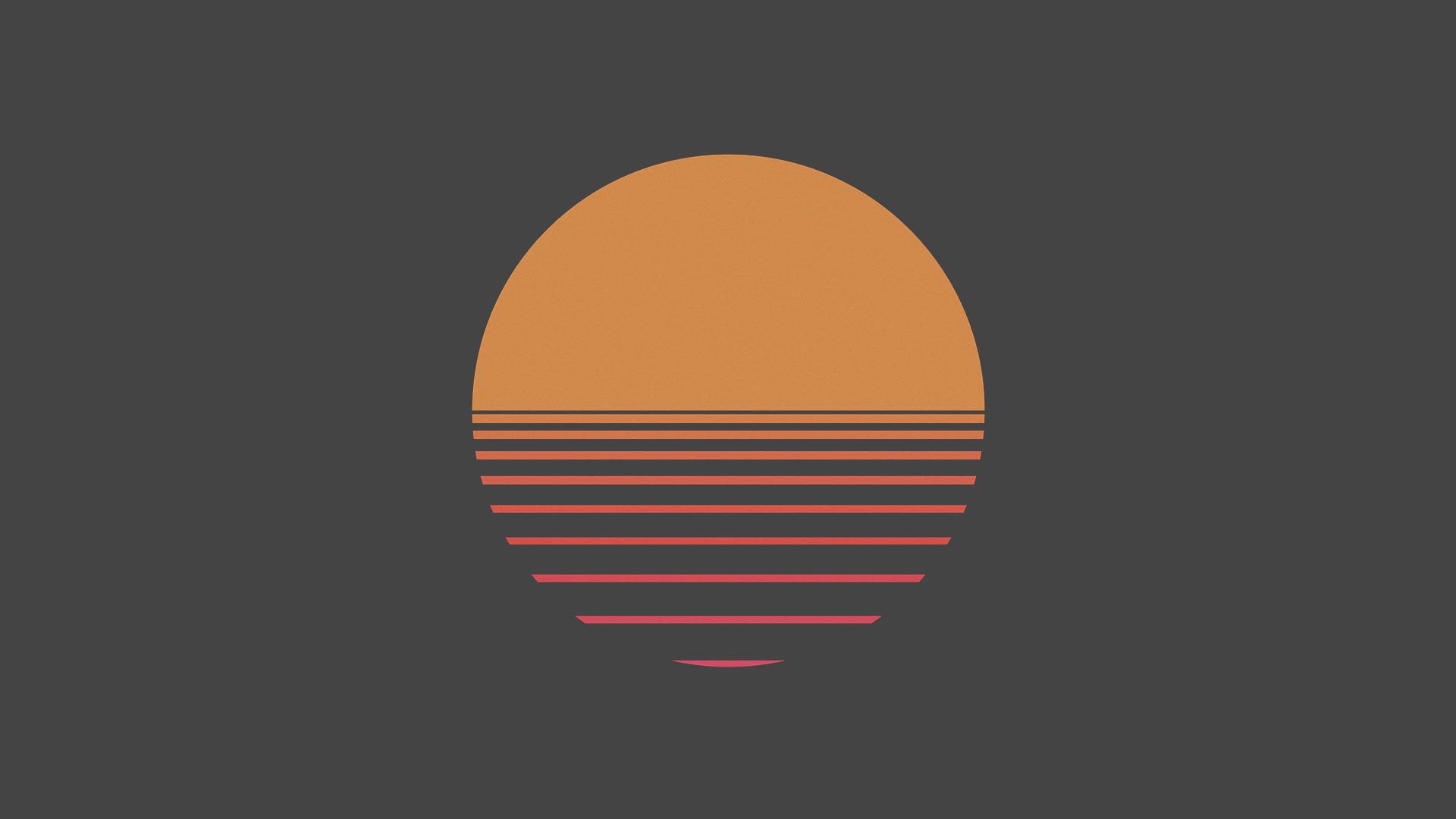 1920x1080 digital art minimalism simple background sun