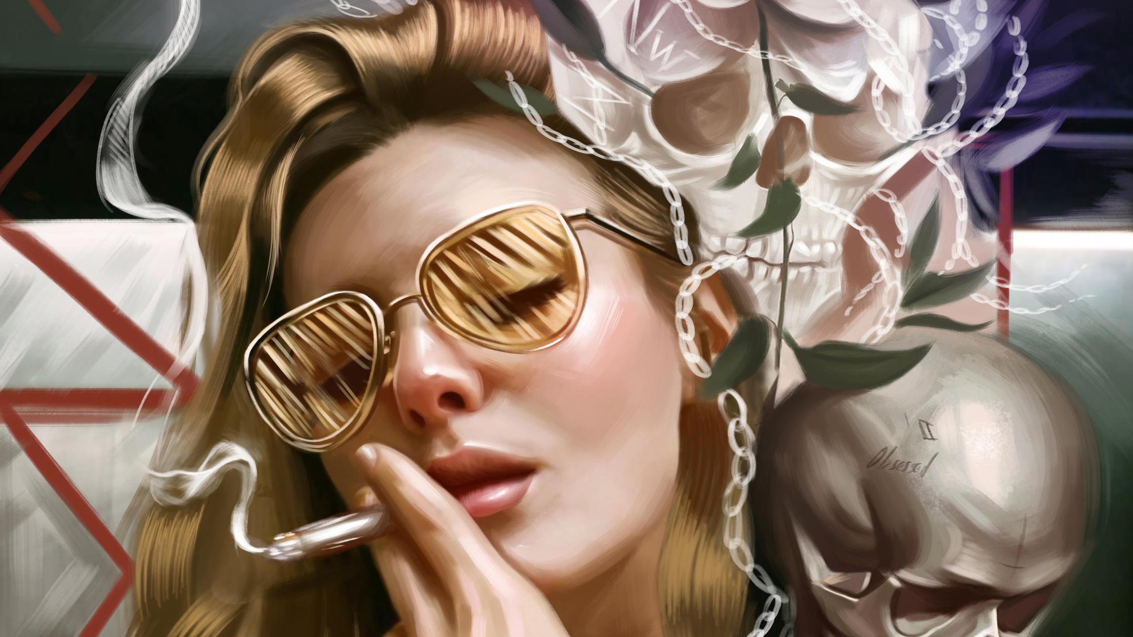 Girl Smoking Glasses, HD Fantasy Girls, 4k Wallpaper, Image