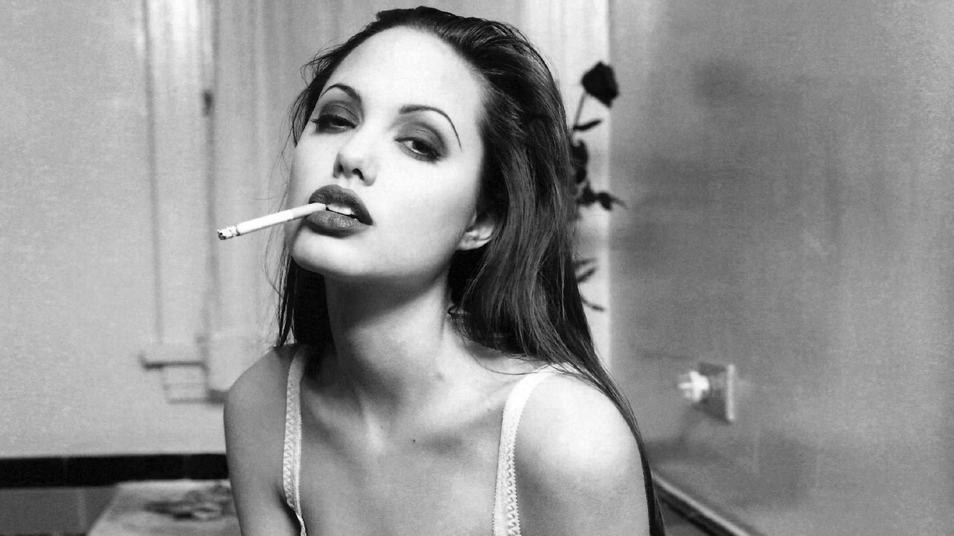 HD wallpaper: woman smoking cigarette, Angelina Jolie, actress