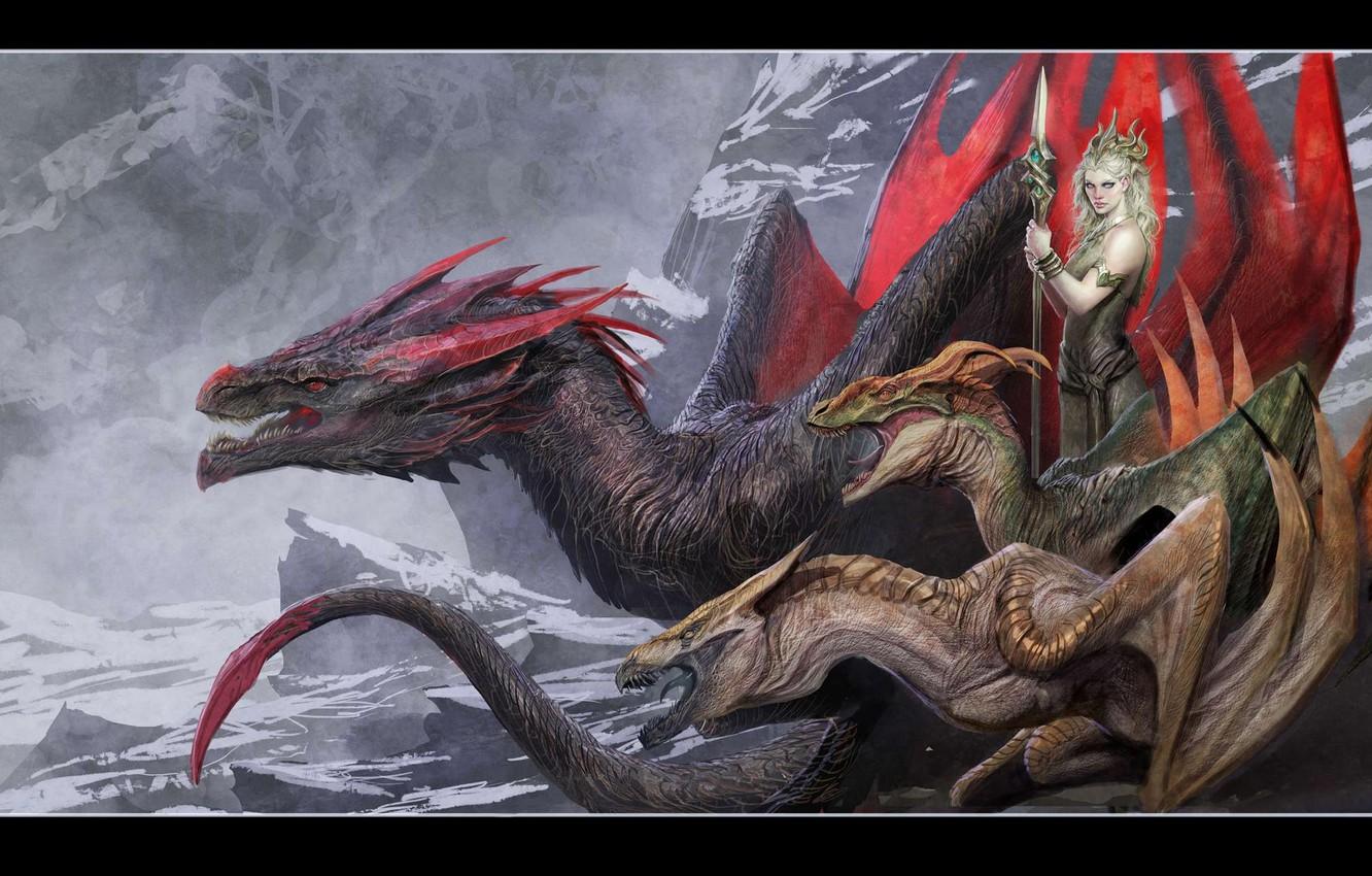 Wallpaper art, dragon, Game of Thrones, Daenerys Targaryen, TV