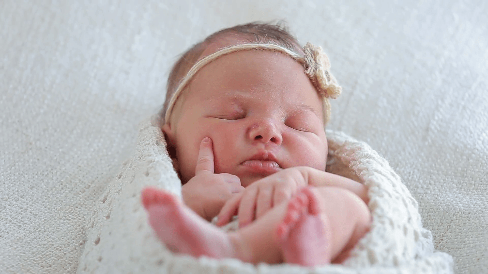 Cute newborn baby girl sleeping Stock Video Footage