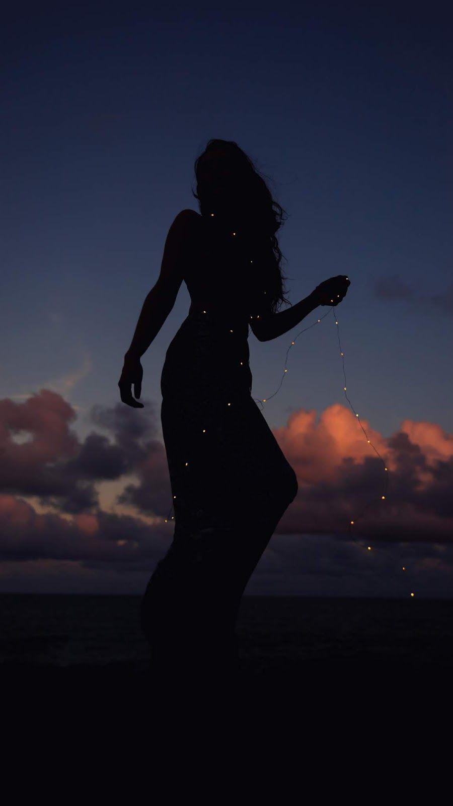 Silhouette of Dancing Woman by lelesfoto. Beautiful Wallpaper