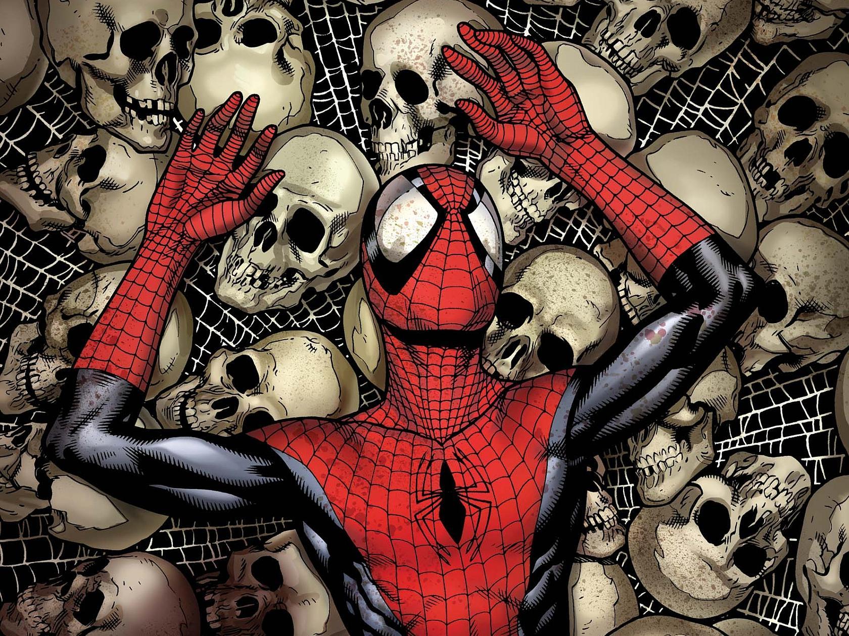 Spiderman Comics Spider Man Superhero With Skulls 4k Wallpaper