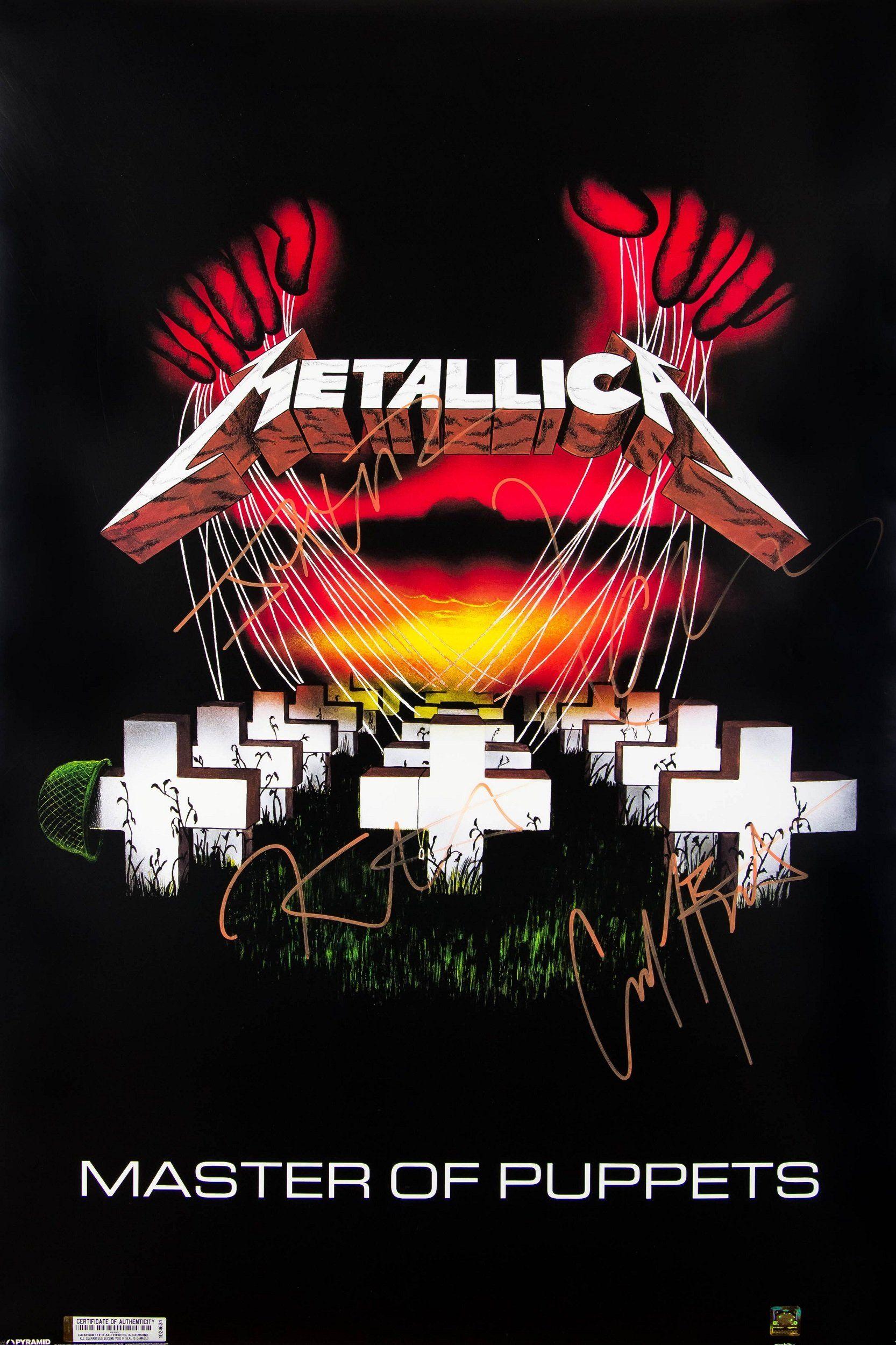 Metallica Master of Puppets Signed Poster. metallica in 2019