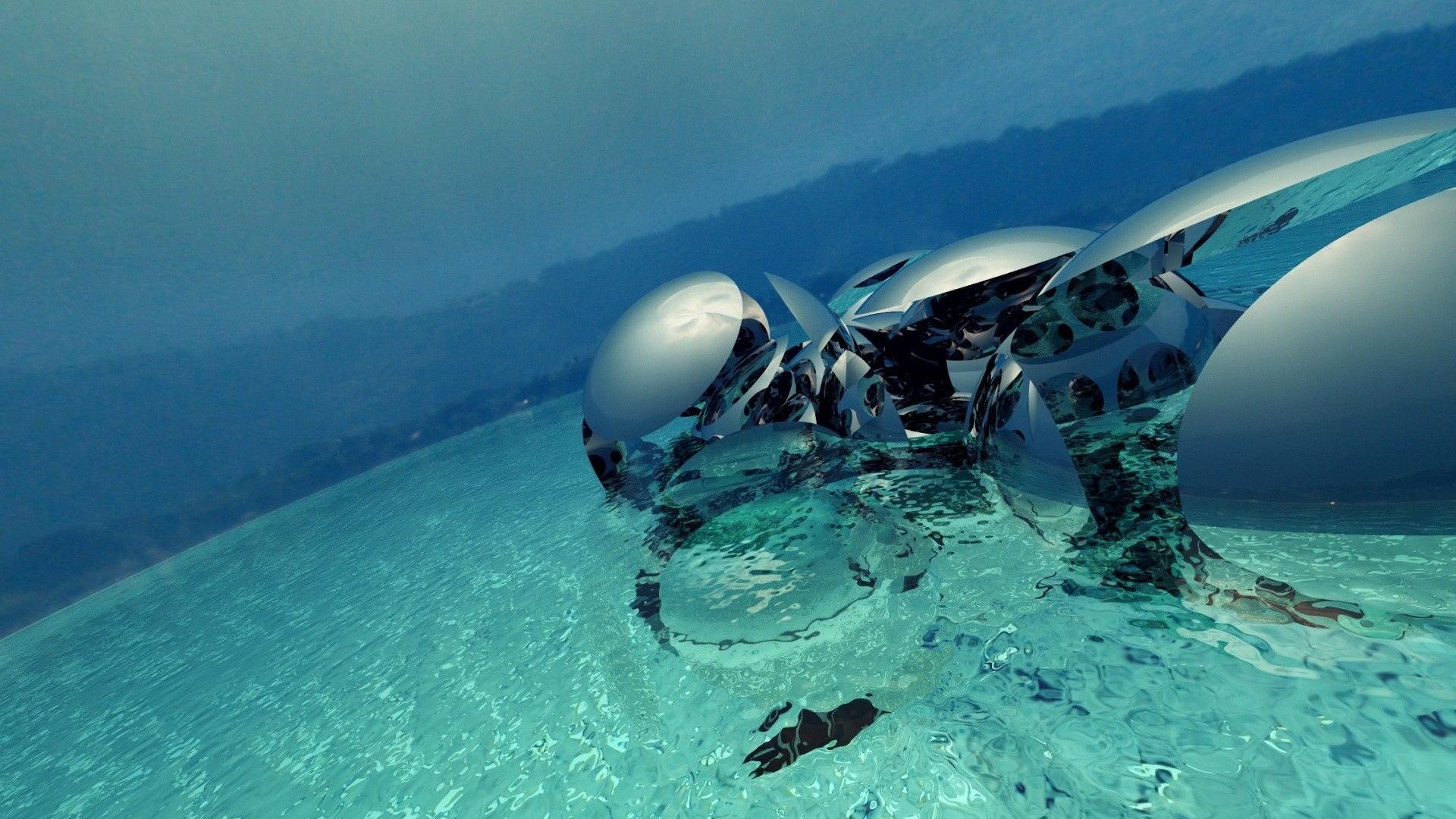 Full HD Wallpaper mechanism ball sea transparent water, Desktop