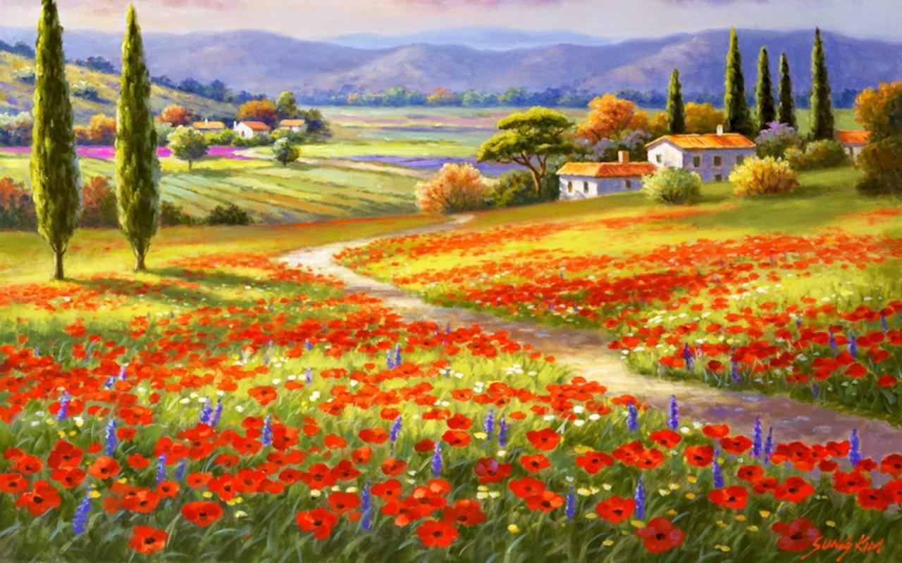 Delightful Poppy Fields Italy wallpaper. Delightful Poppy Fields