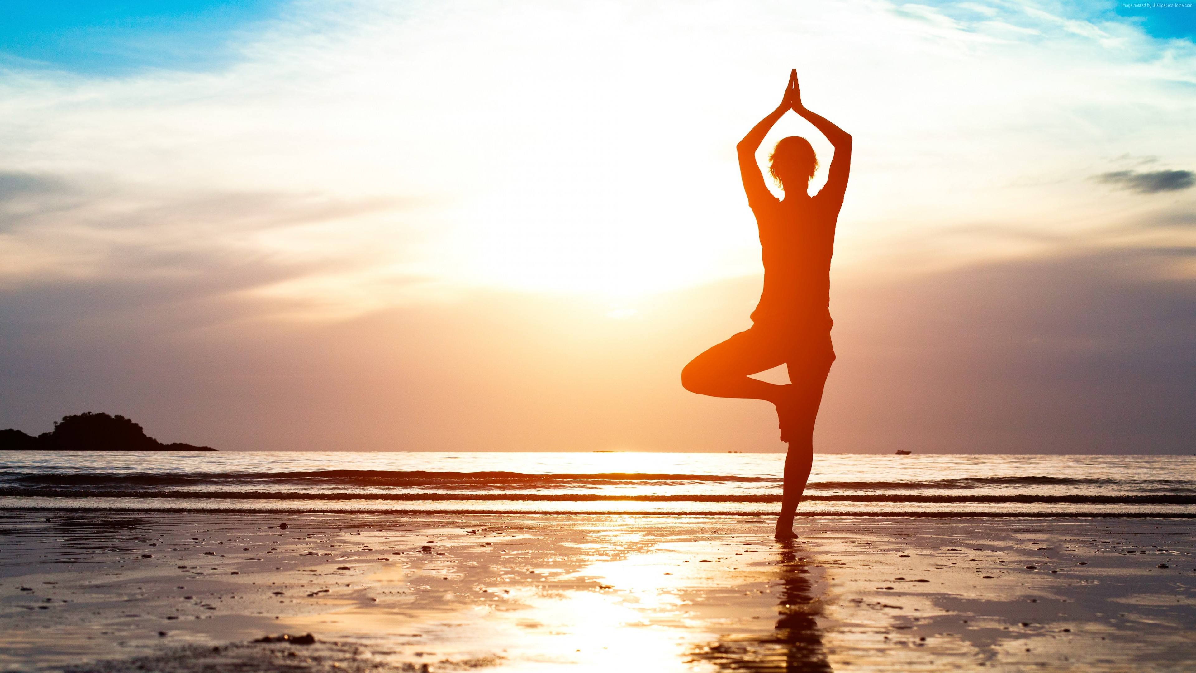 Yoga Girl Weight Loss Beach Sand Sun Relax Fitness Wallpaper