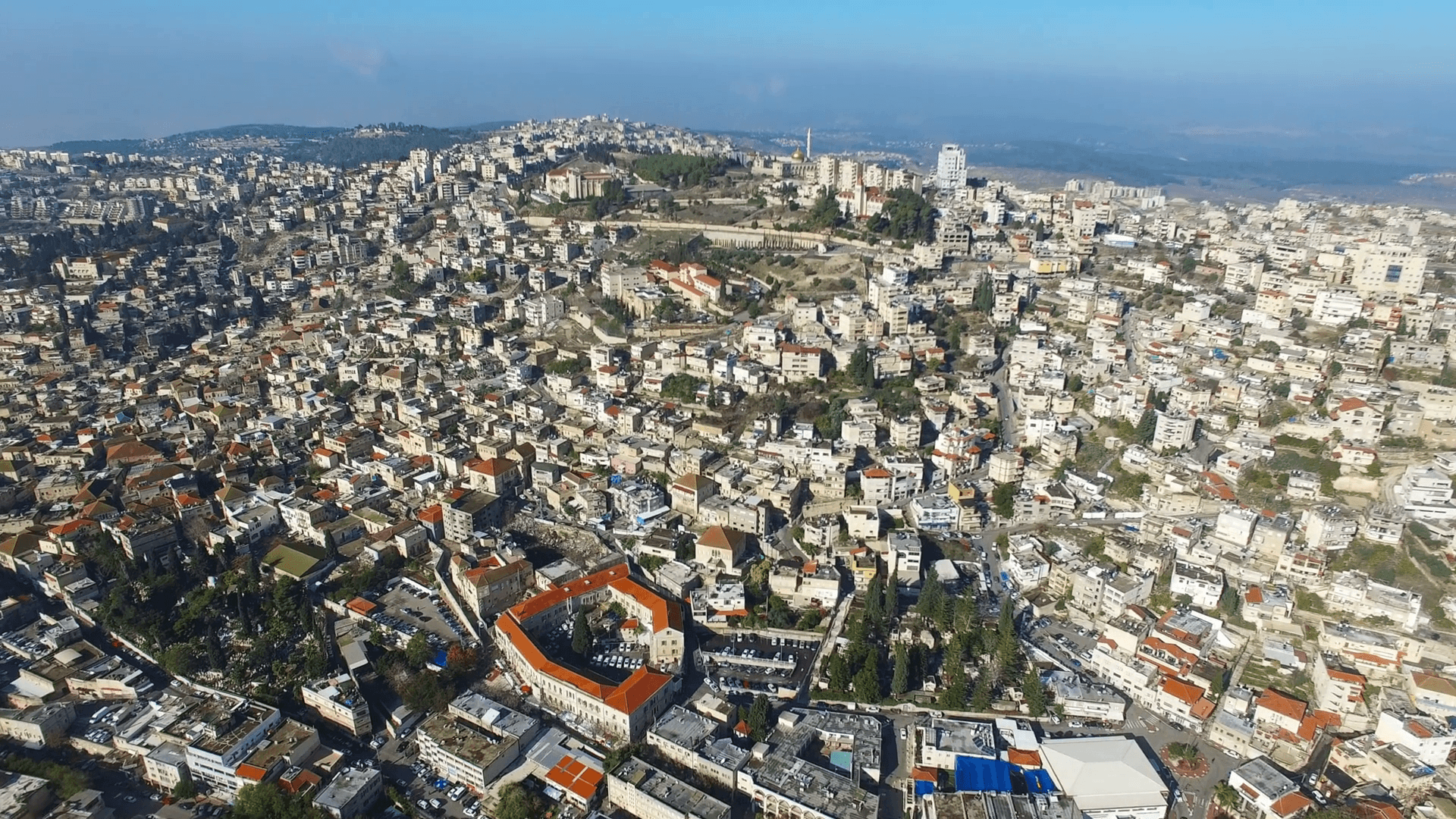 Aerial view of Nazareth, Israel Stock Video Footage