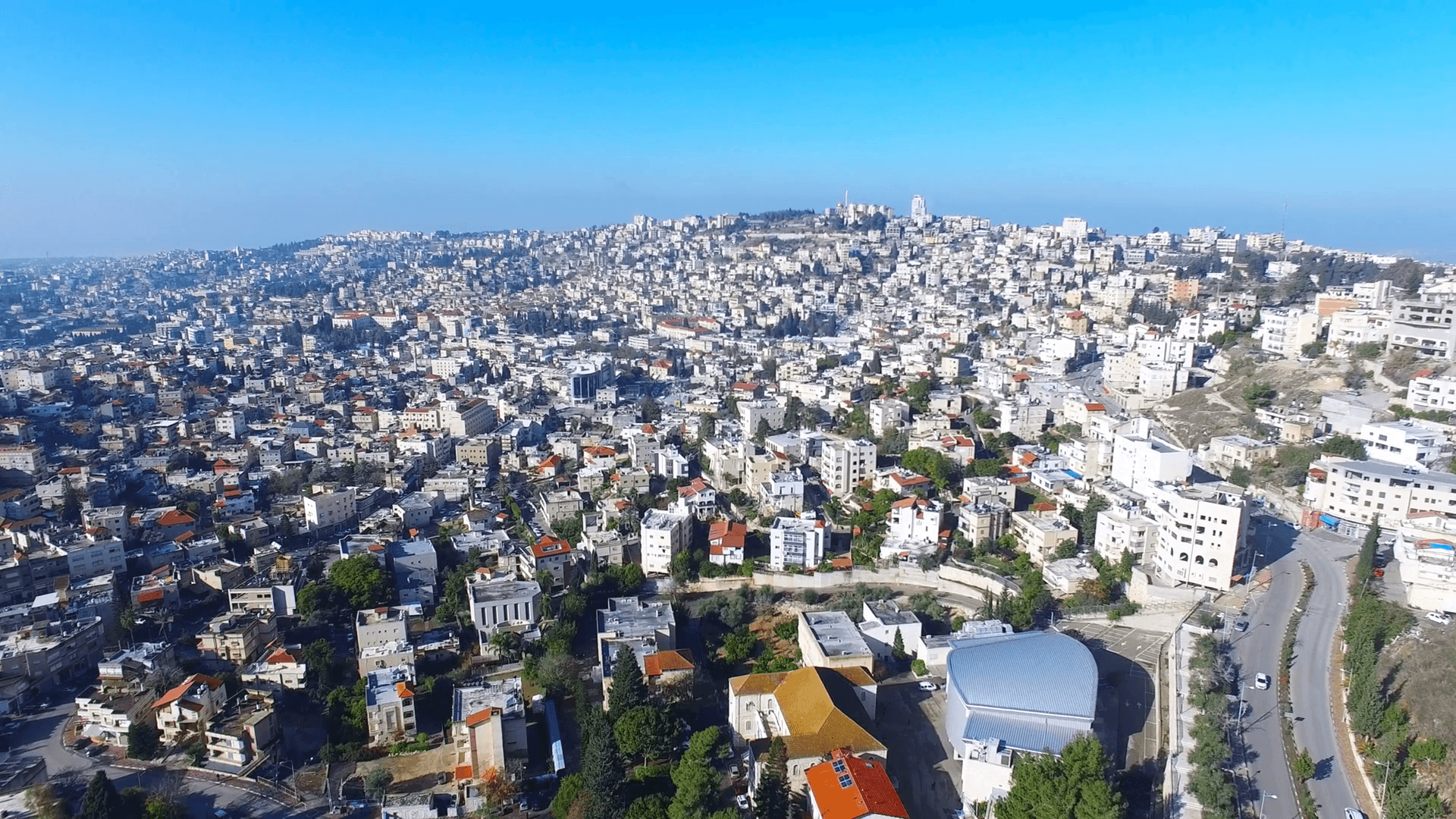 Aerial view of Nazareth, Israel Stock Video Footage