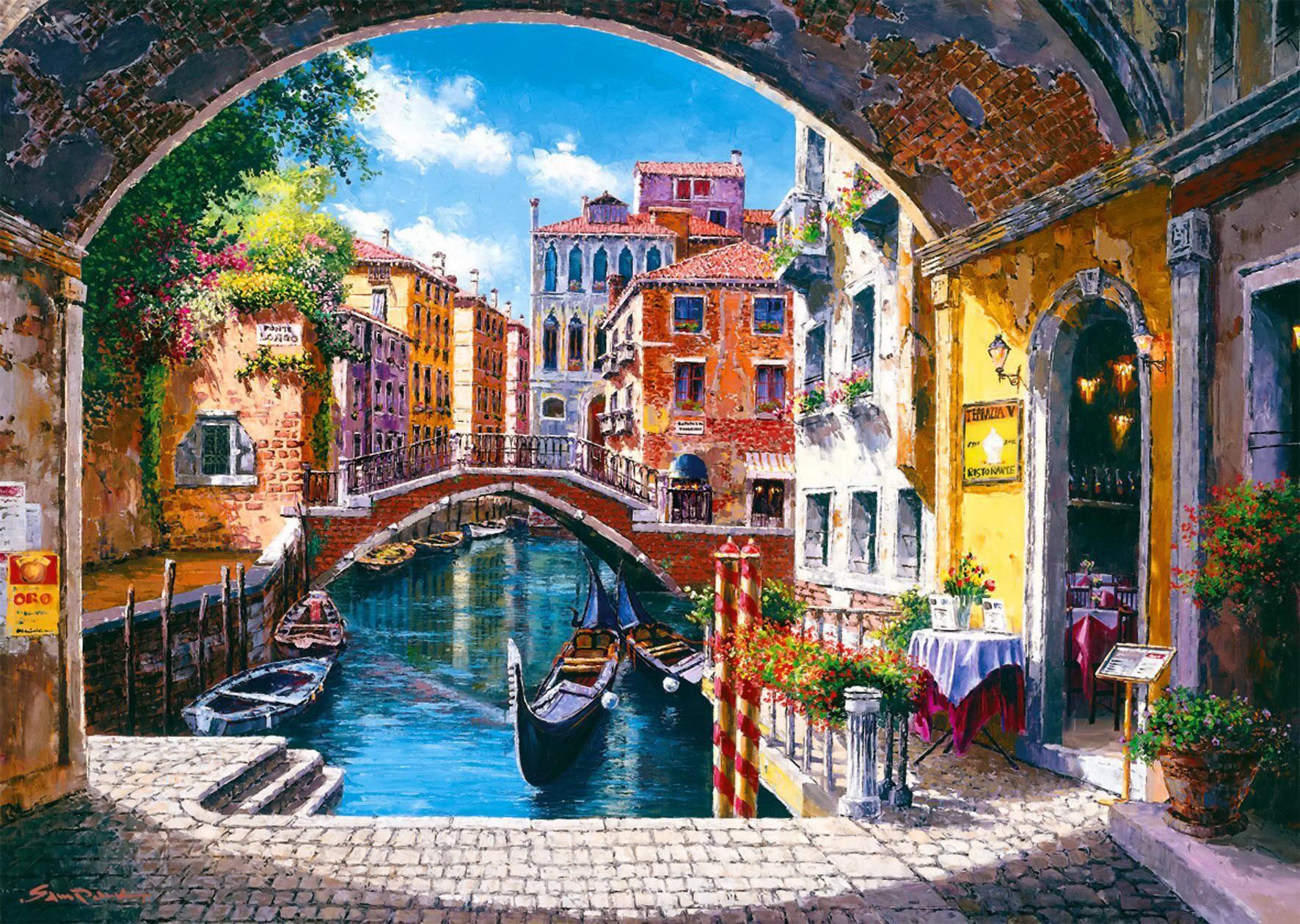Venice, Gondola, Painting, Wallpaper, Desktop Wallpaper, Cool