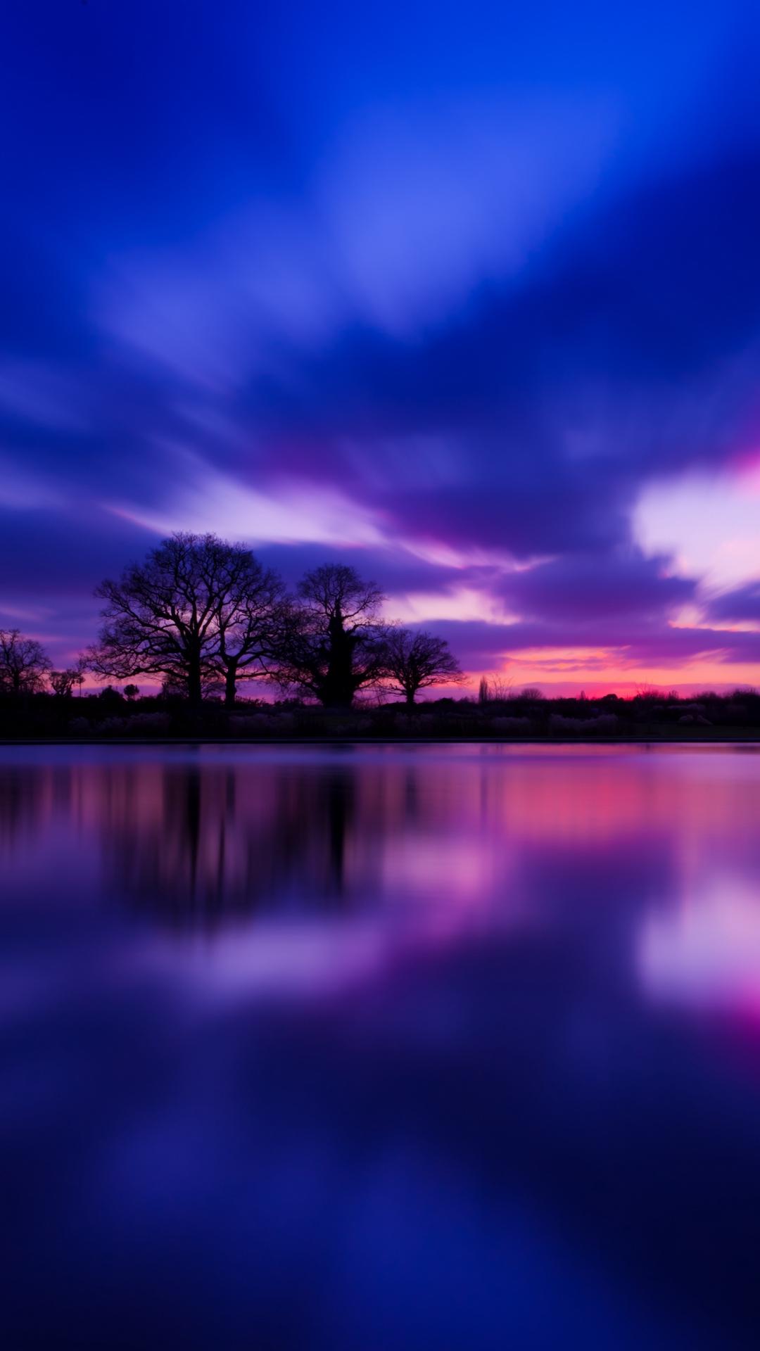 Great Britain Evening Twilight Lake Water Smooth Wallpaper - [1080x1920]