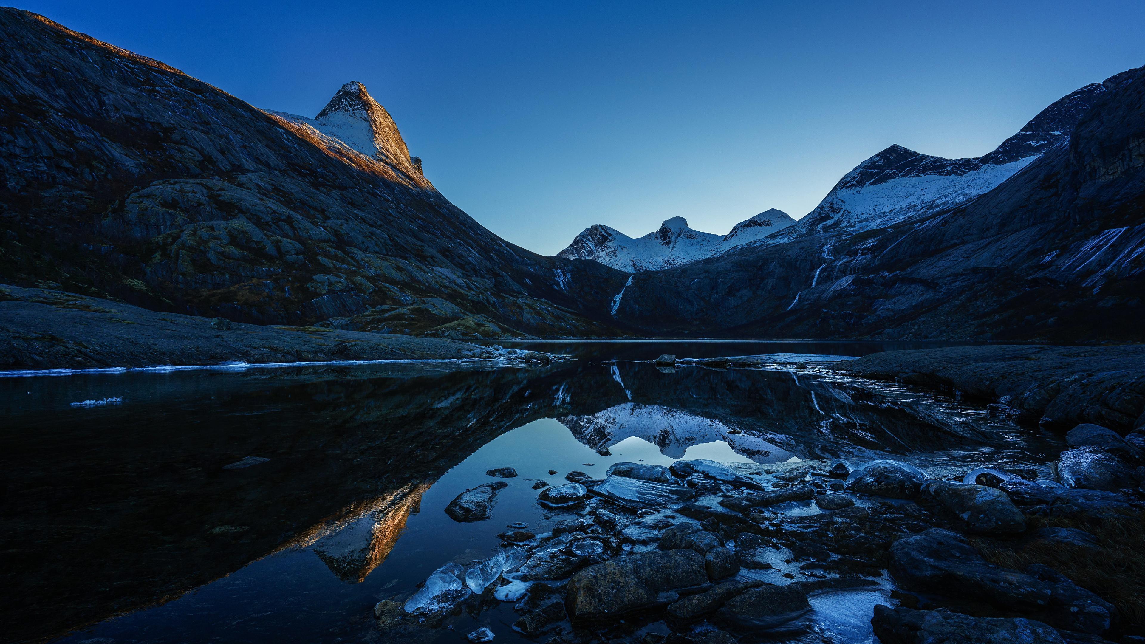 Photo Norway Nature Mountains Lake Landscape photography 3840x2160