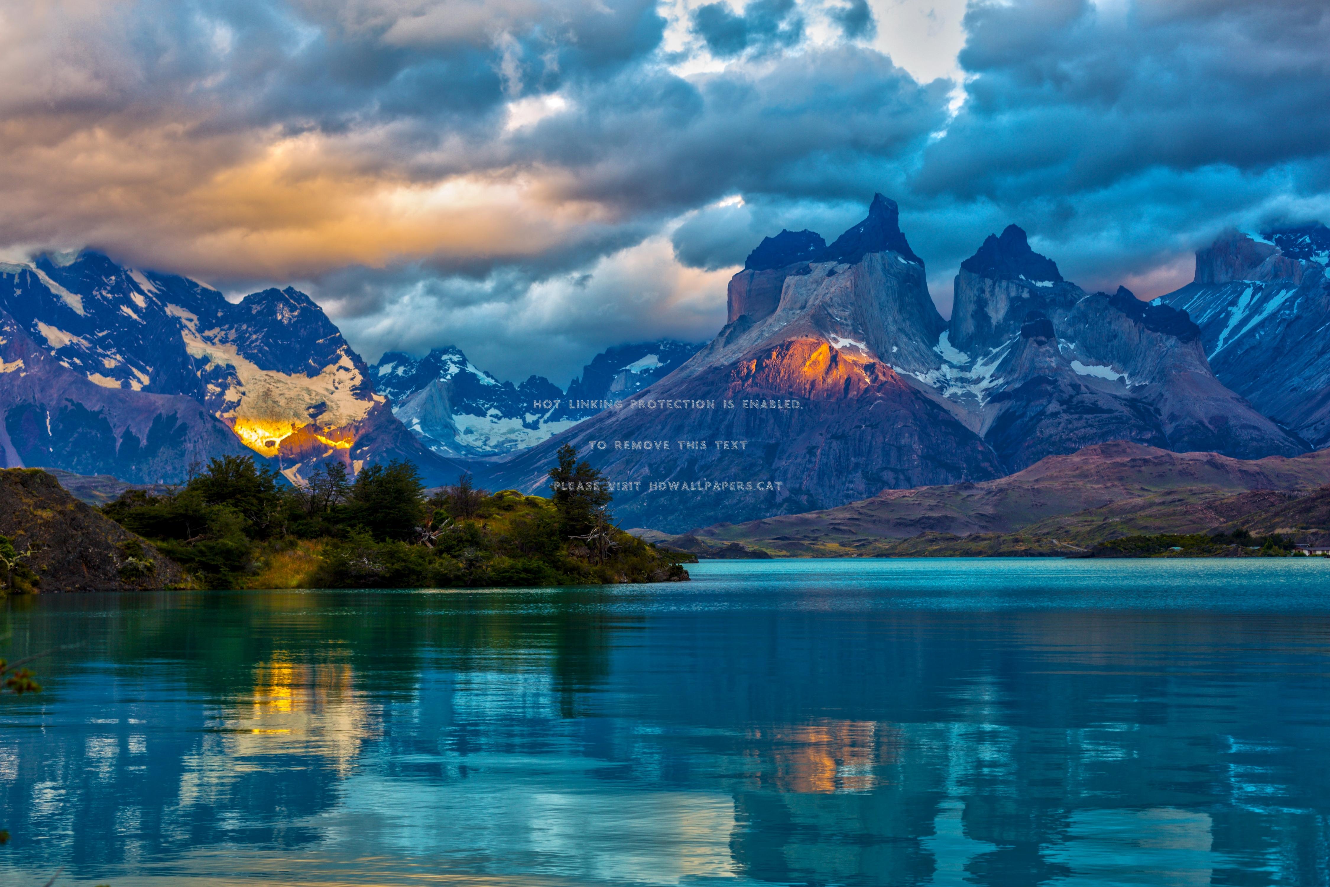 chile beauty evening lake clouds patagonia