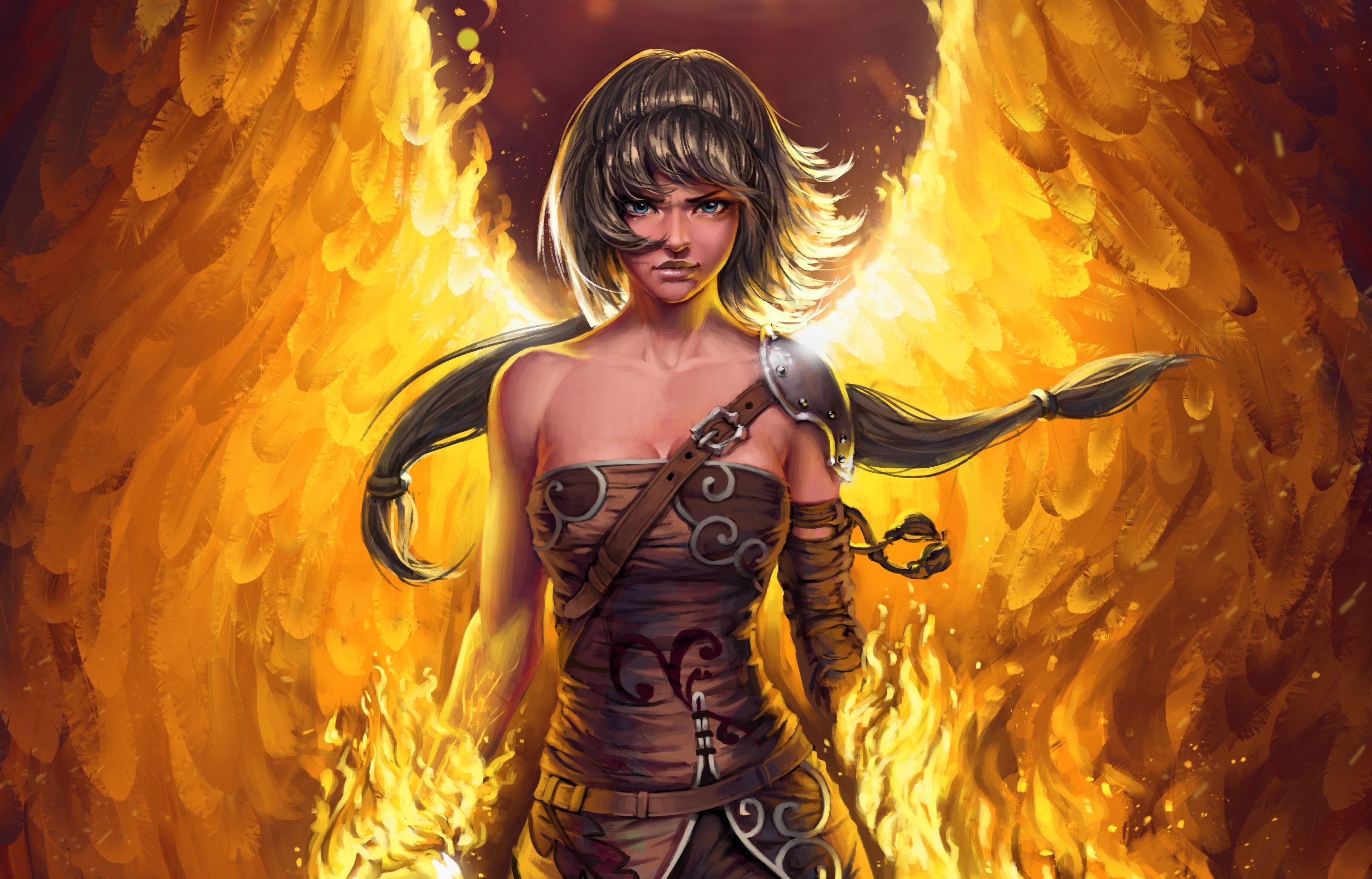 Sorceress On Flames Wallpaper, HD Fantasy 4K Wallpaper, Image