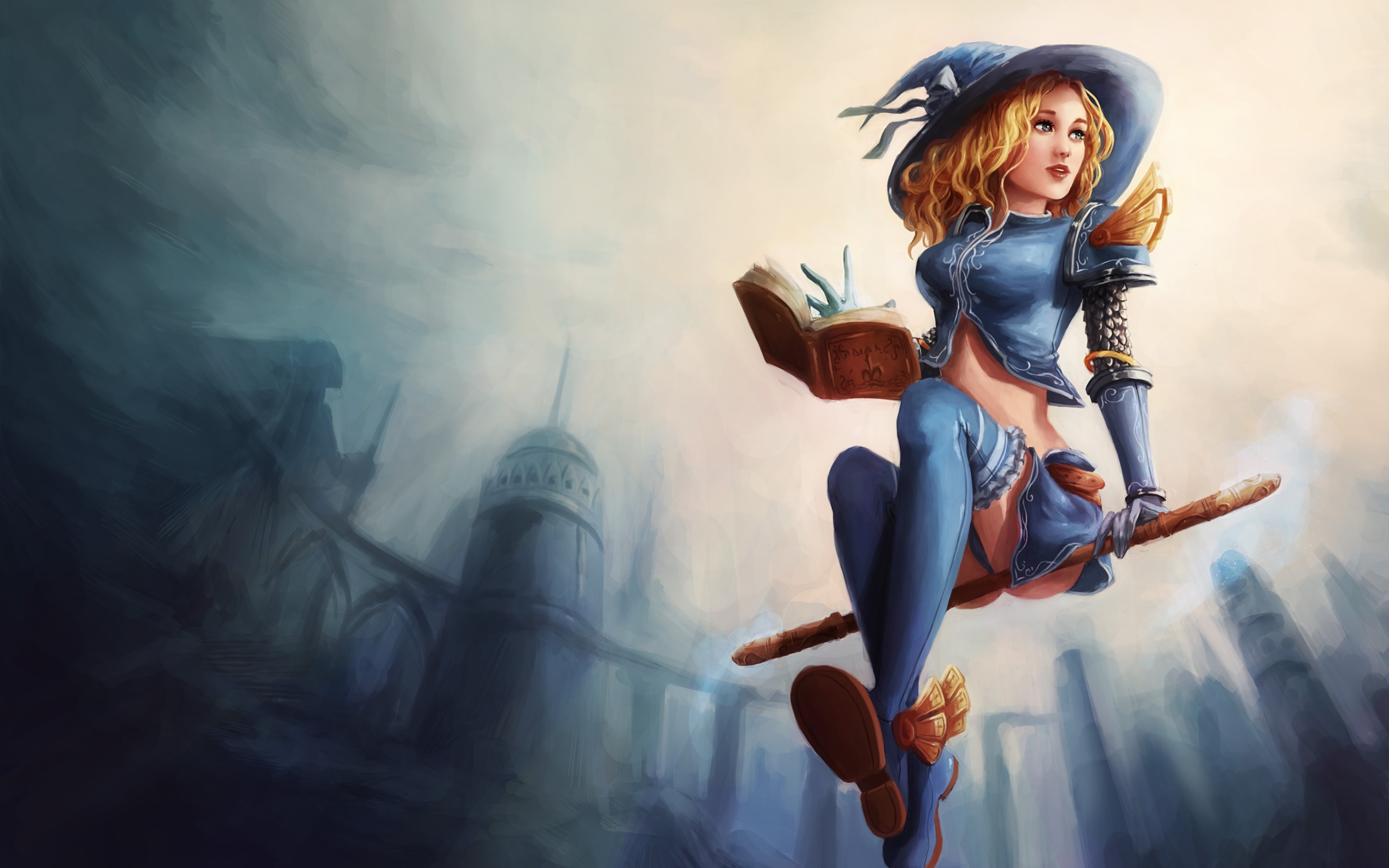 Wallpaper League of Legends Magic Sorceress Lux Hat Games 3840x2400