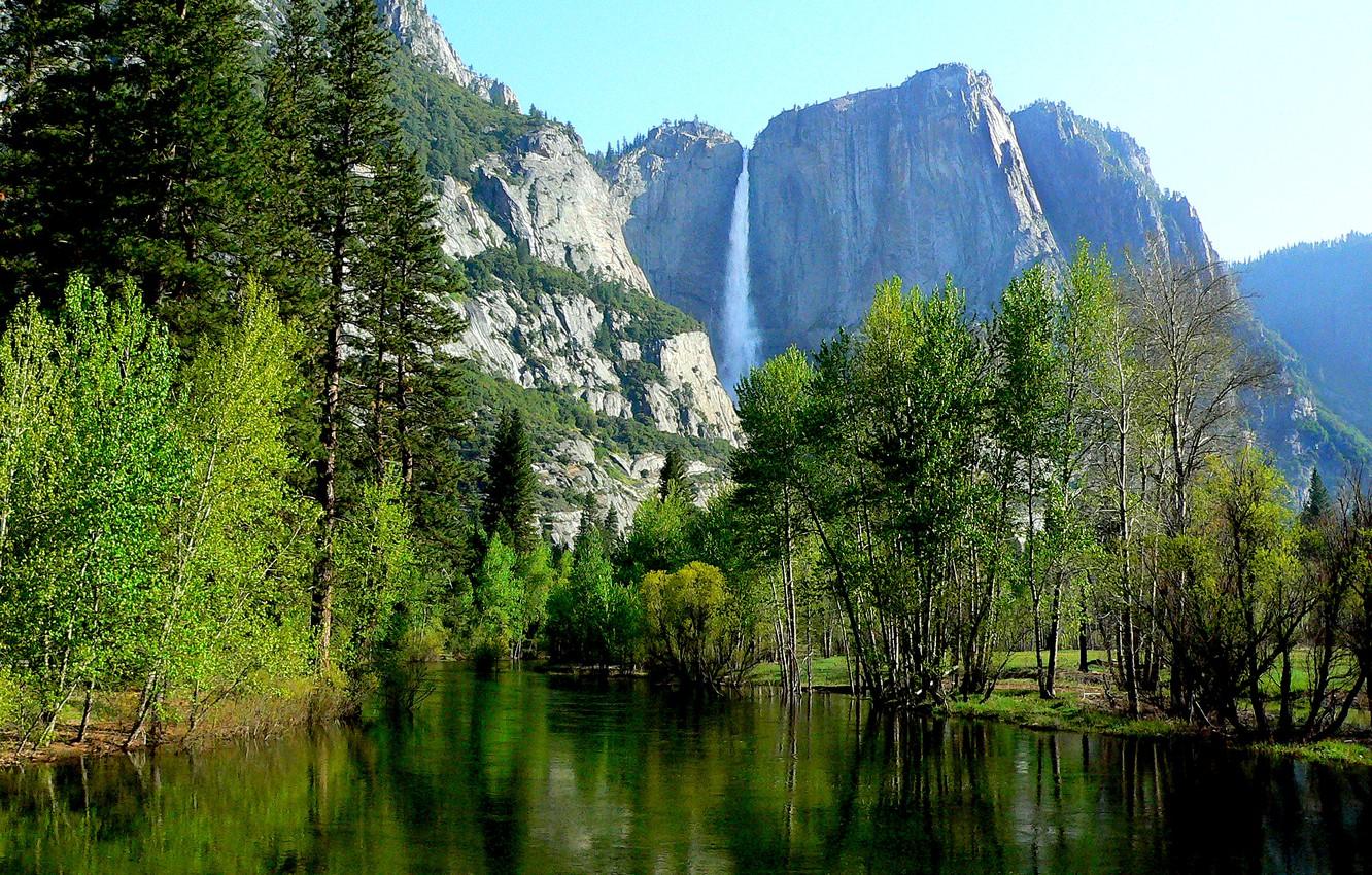 Wallpaper forest, the sky, trees, mountains, rock, river, Yosemite