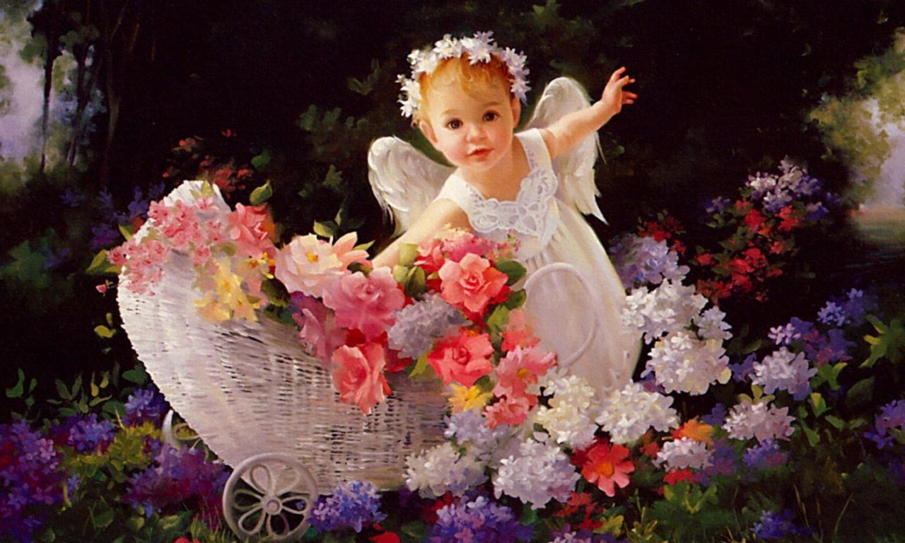 Free Angel Fairy Wallpaper. Free Download HD Angel Baby With Flower