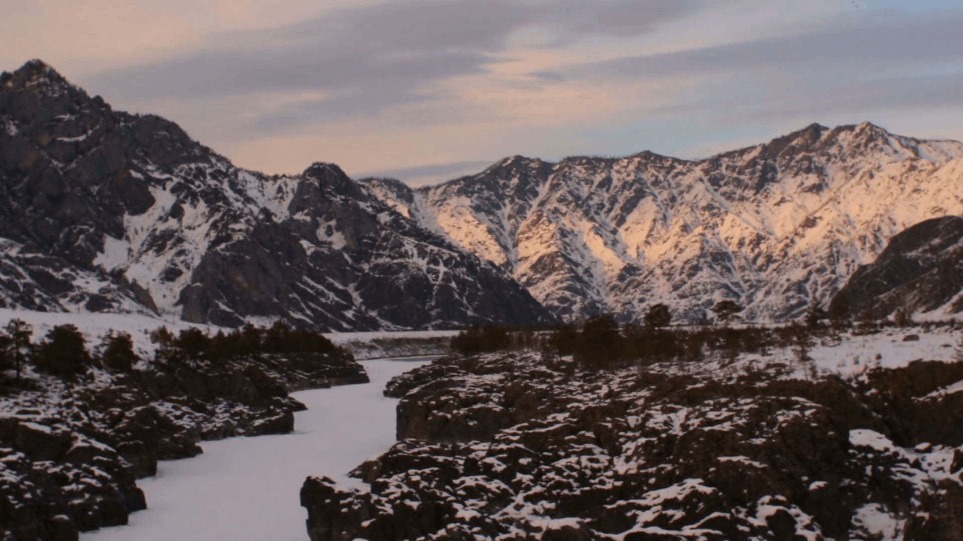 Sunset at Altai mountains, winter time Stock Video Footage