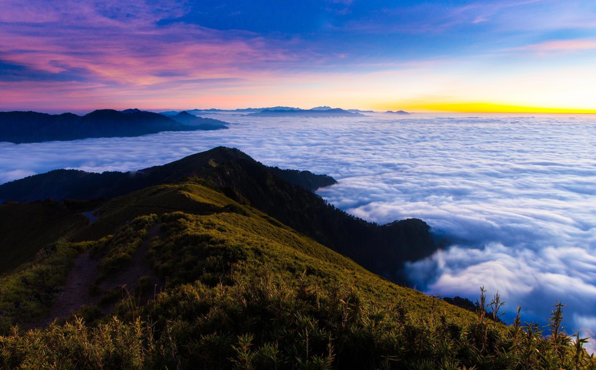 Sunset Nature Sunrise Morning Mist Mountain Clouds