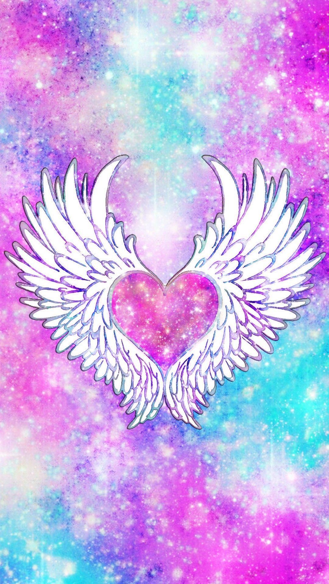 Wings Of Love Galaxy, made by me #pink #galaxy #wallpaper #background #sparkles #glittery #art #cute #win. Love wallpaper, Heart wallpaper, Wallpaper background