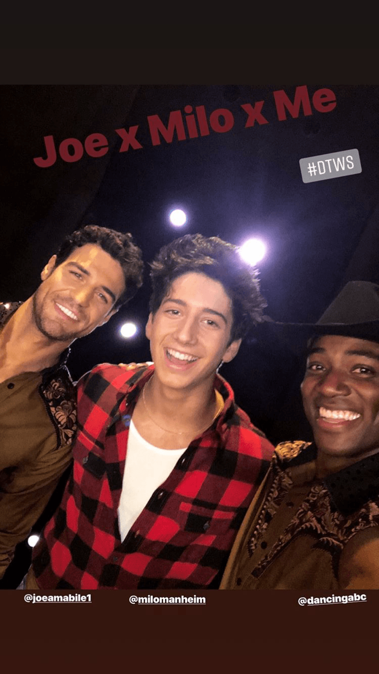 Joe Amabile, Milo Manheim, and DeMarcus Ware
