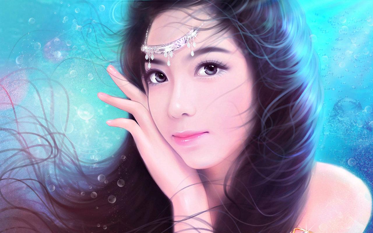 Most beautiful fantasy girl face expression digital art painting HD