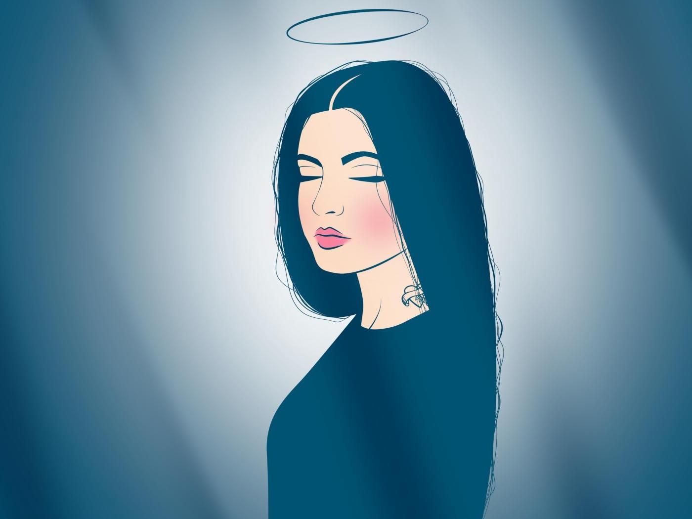 Download wallpaper 1400x1050 angel, nimbus, tattoo, lips, dream