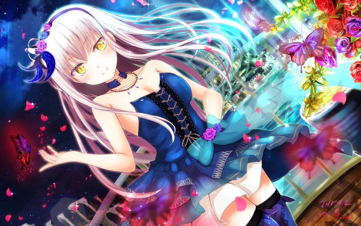 masa (mirage77) bang dream! minato yukina cleavage dress thighhighs