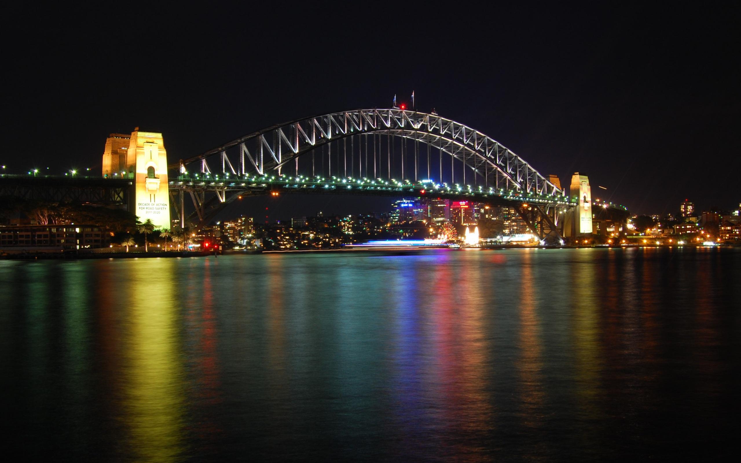 Sydney Harbour Bridge Lights Reflection Wallpaper