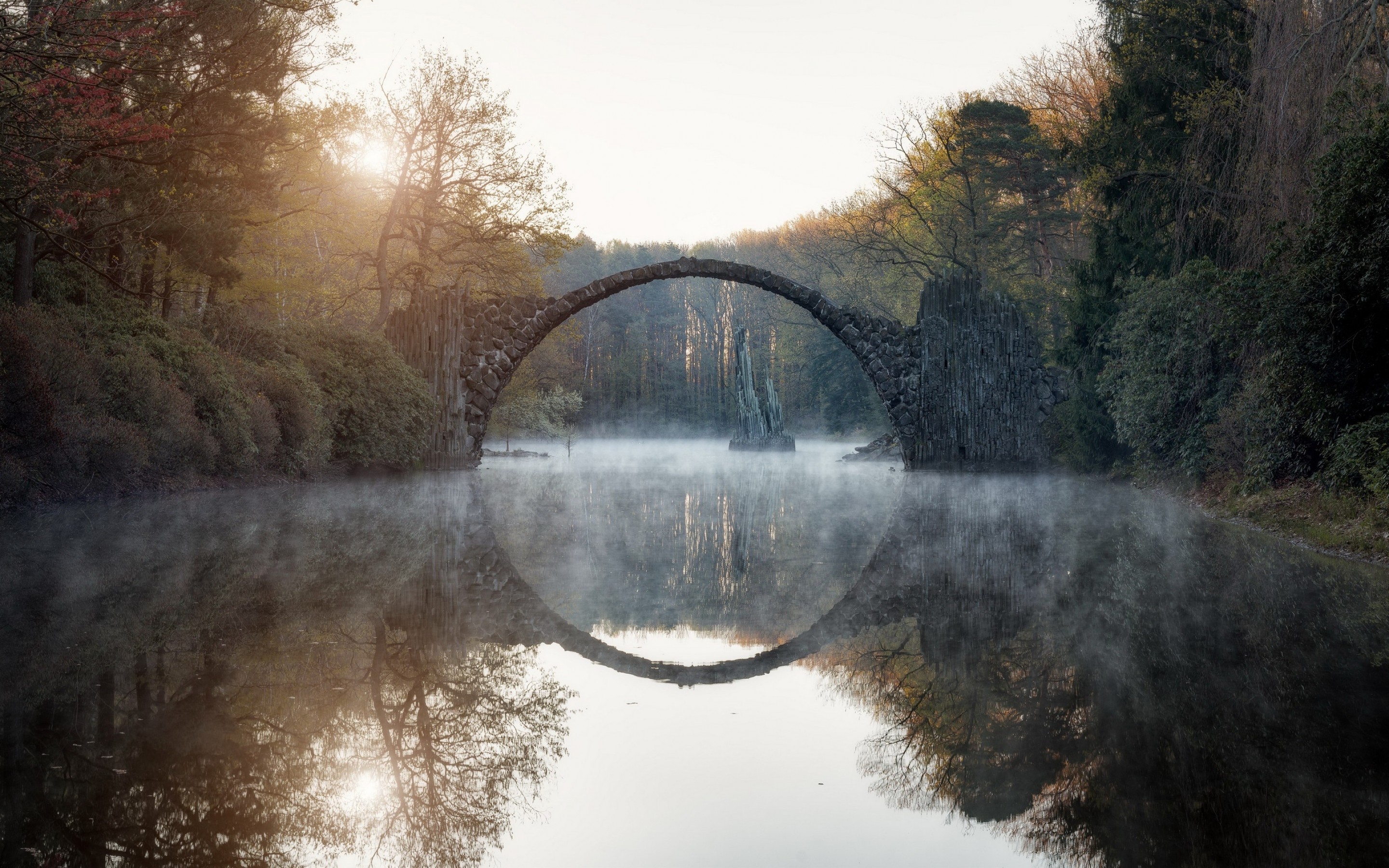 Download 2880x1800 Germany, Devil's Bridge, River, Trees, Reflection