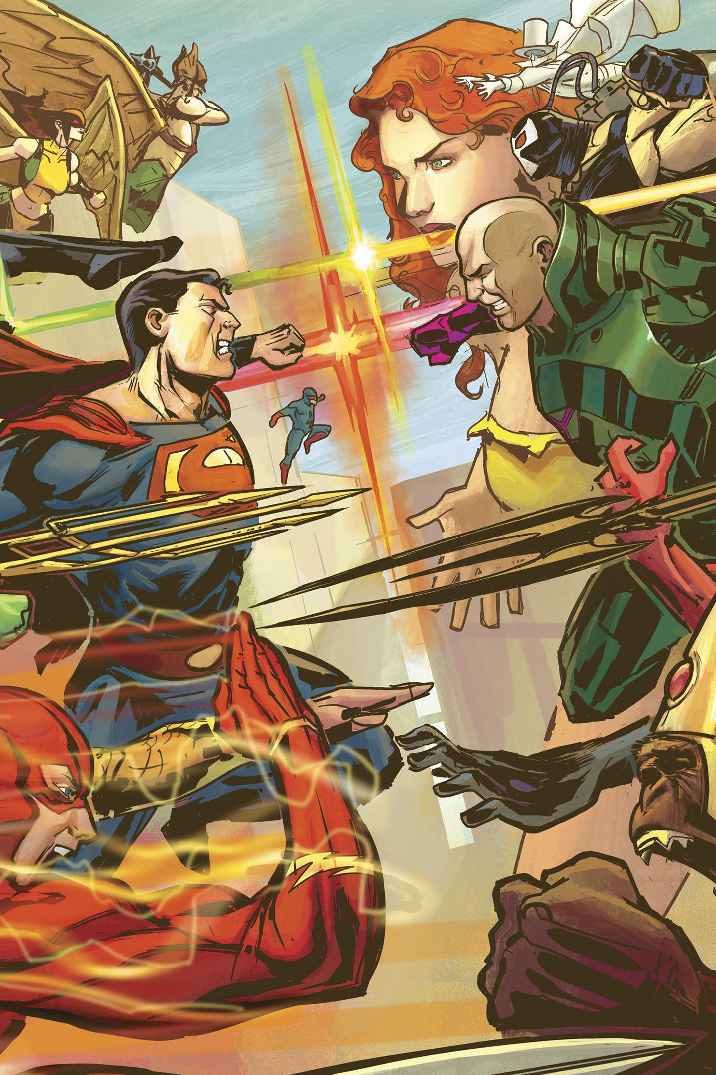 Download 1440x2880 wallpaper justice league, superheroes vs villains
