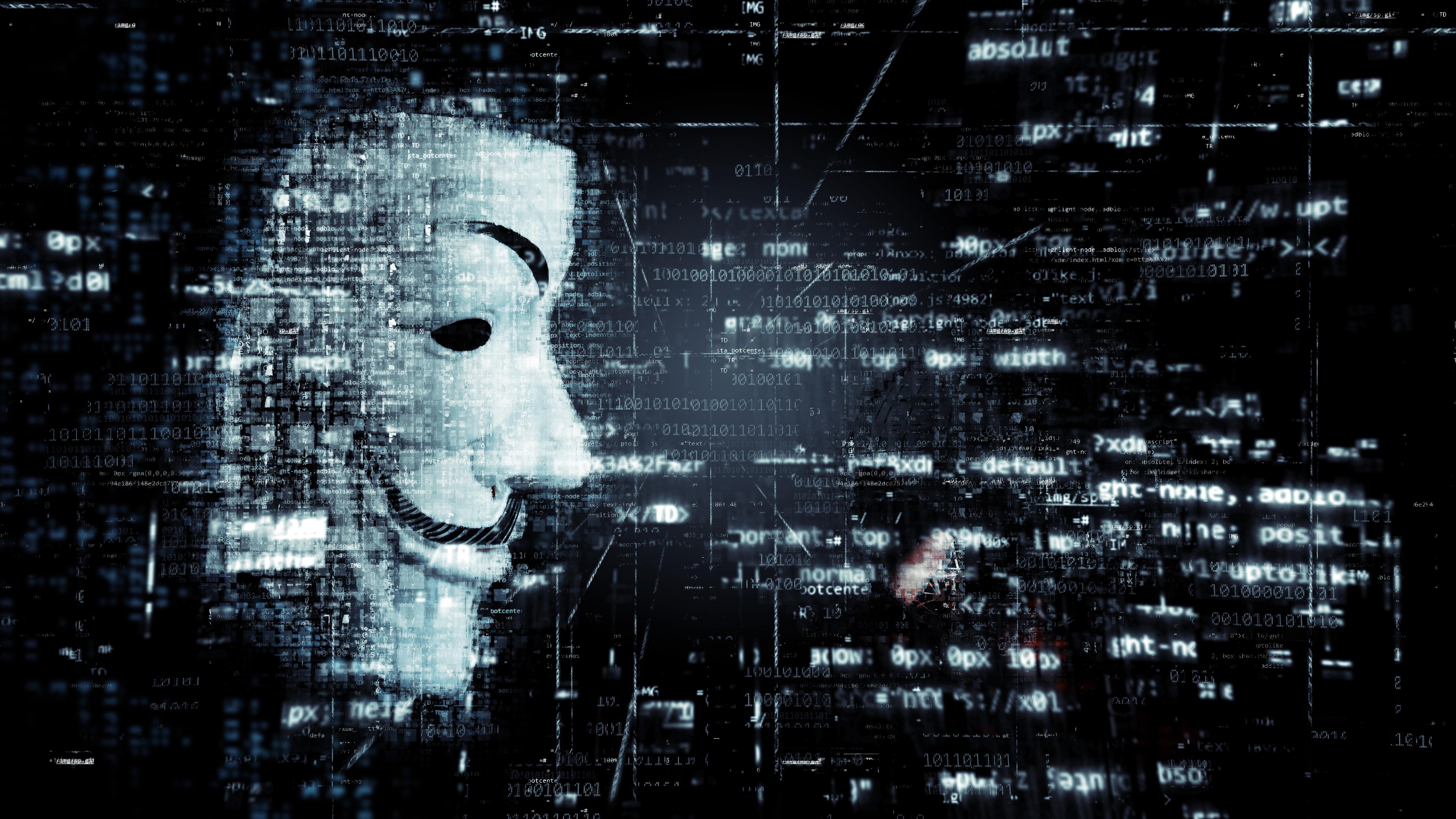 Anonymous Hacker Mask 5K Wallpaper