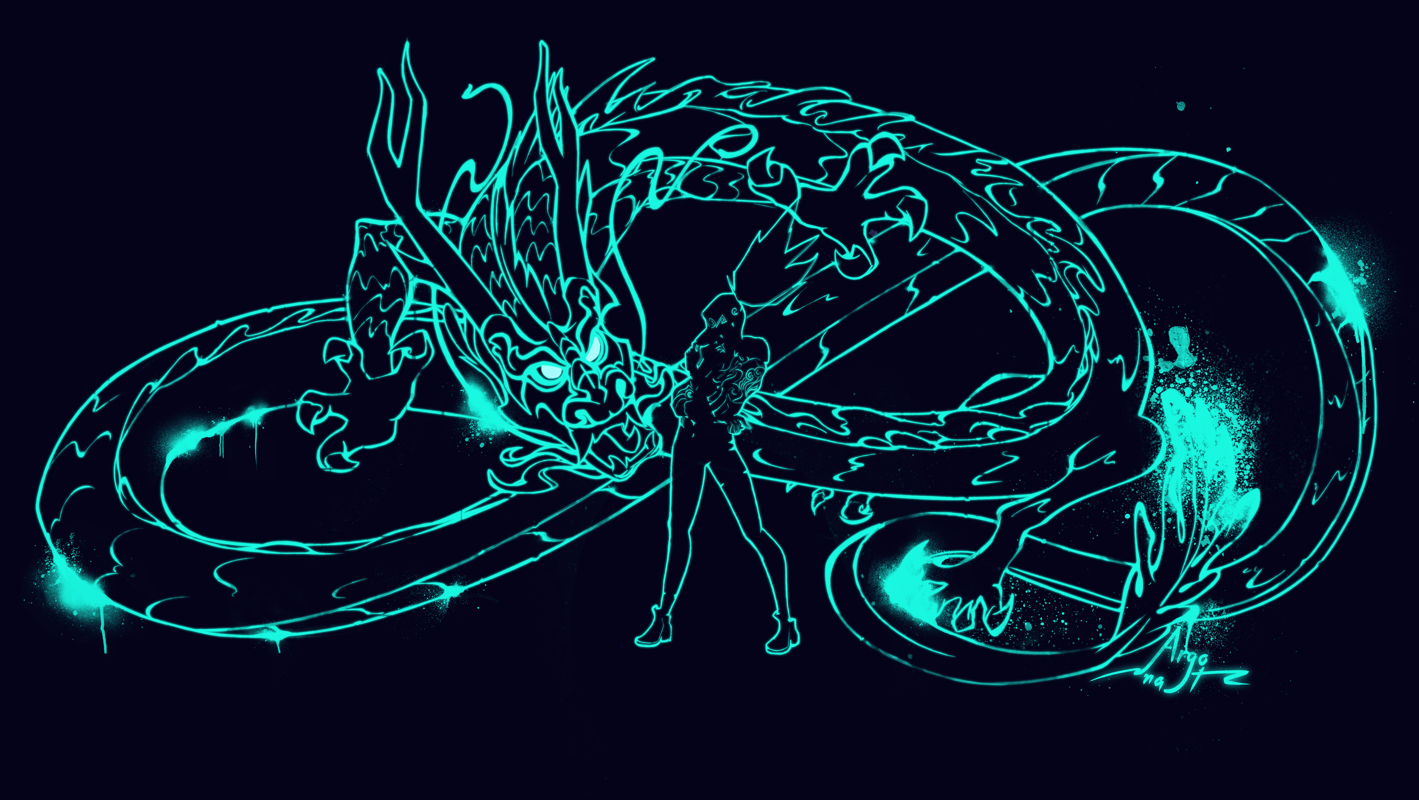 4K Lineart of Akali and her dragon. My Fanarts. Lol