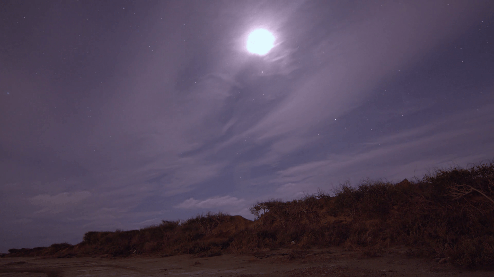 Nightscape Clouds Passing Fast Hidding The Moon 4K Stock Video Footage