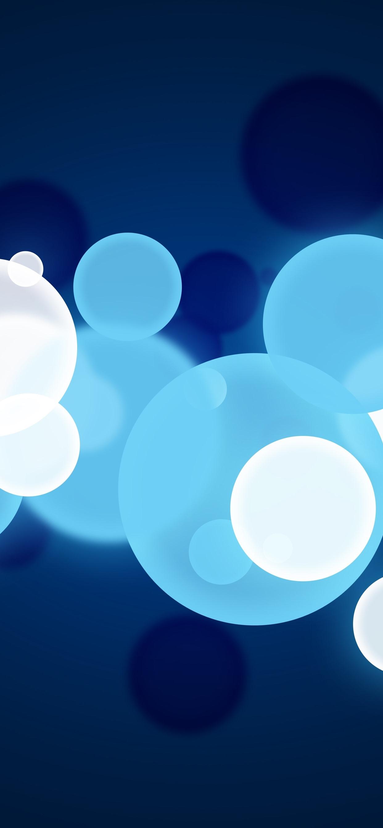 Blue and white bubbles, abstract 1242x2688 iPhone XS Max