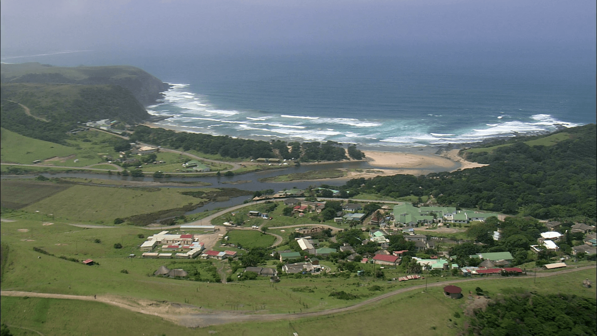 Coffee Bay, South Africa, aerial view Stock Video Footage